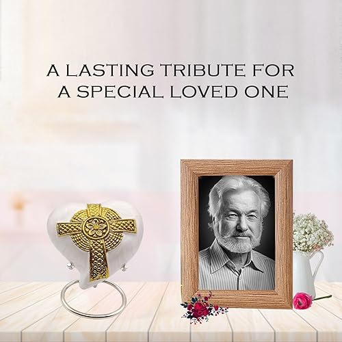 Miniatura 3 de Urna de recuerdo de corazón con cruz de Jesús, mini urna pequeña de cremación hecha a mano para cenizas, perfecta para adultos y bebés, homenaje a