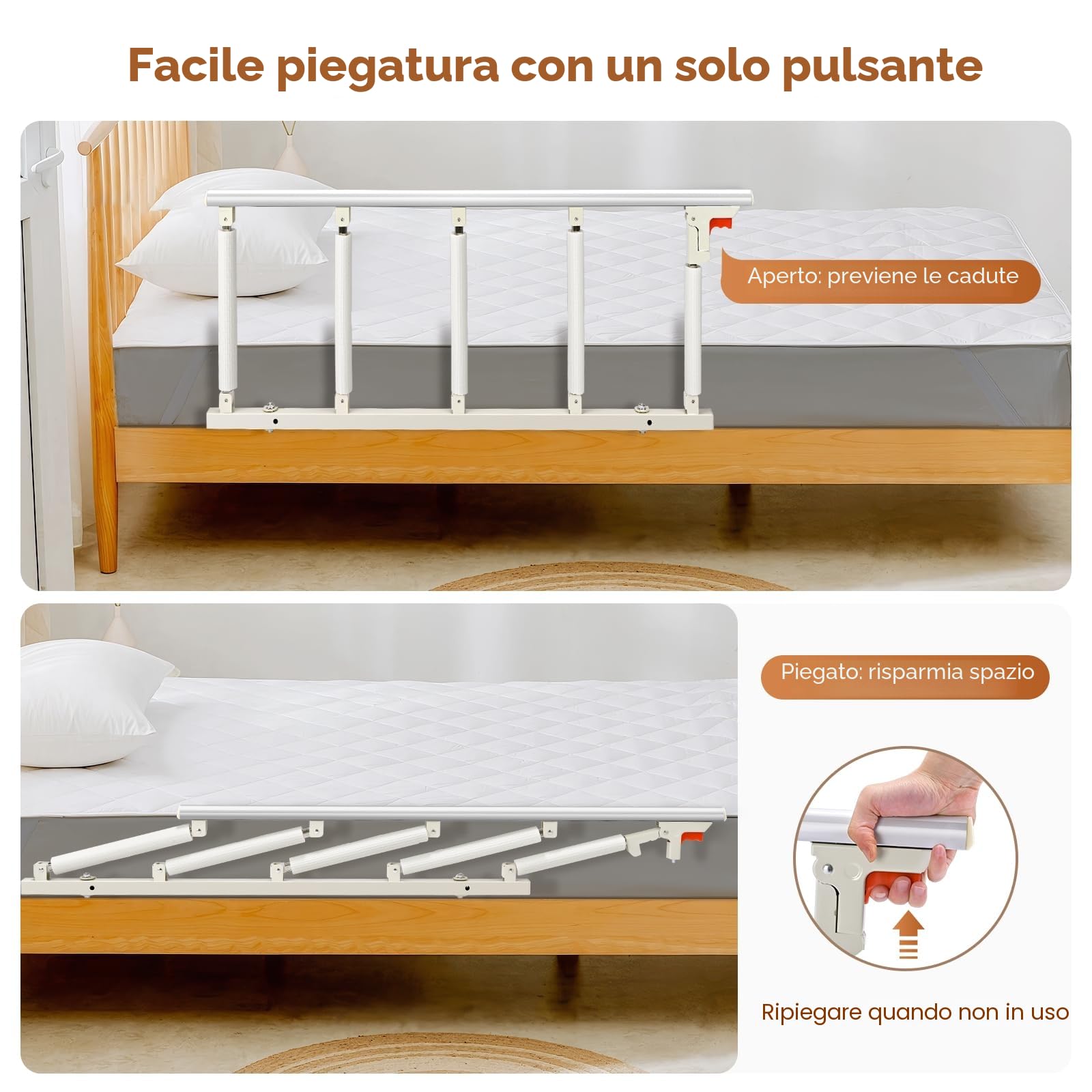 Sponde per Letto per Anziani Sicurezza per Adulti, Protezione Anticaduta per Maniglie di Sicurezza per Anziani, Fit King, Queen, Full, Twin (Assemblaggio Senza Attrezzi)