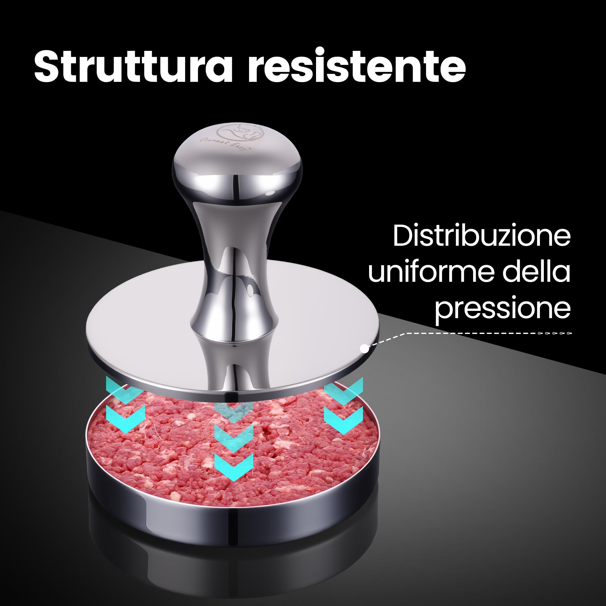 Pressa per hamburger in acciaio inox 2 in 1 | con carta antiaderente inclusa | Perfetta per burger e hamburger | Robusta | lavabile in lavastoviglie | Finitura lucida