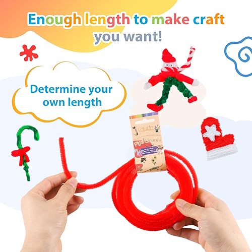 Miniatura 4 de Caydo Limpiadores de tuberías en espiral, para manualidades, tallos de felpilla de 32.8 pies, para niños, escuela, manualidades, decoración navideña