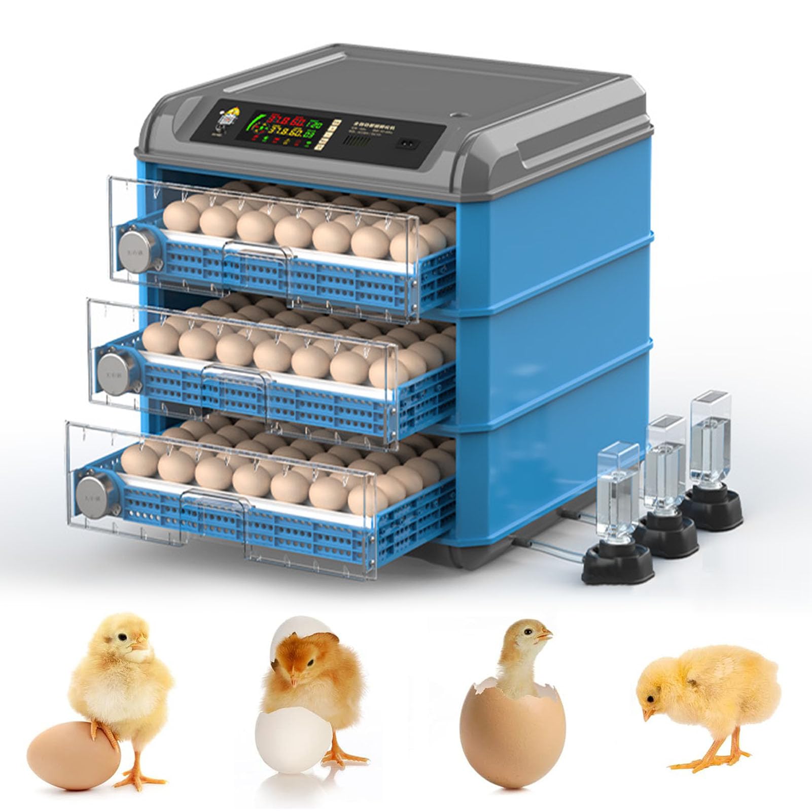 Incubadora de huevos con volteador automático, control de temperatura y humedad, capacidad de 128-500 huevos, para incubar pollo, pato, codorniz, ganso