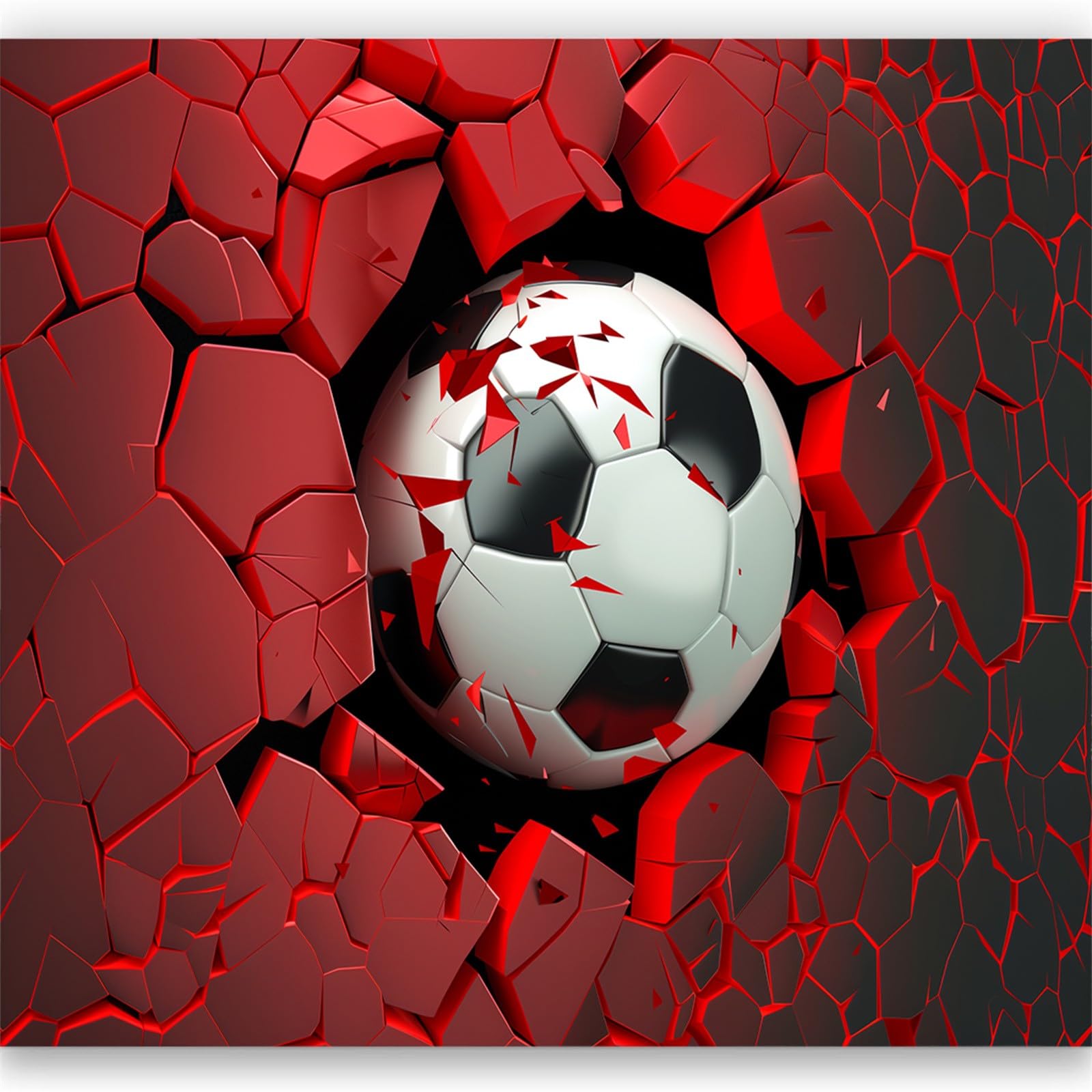 3D Tapete 3D-Sport Fußball Fototapete, 300 x 210 cm (WxH) Wandbild Wandtapete Dekorationen, für Wohnzimmer Schlafzimmer Büro, Flur, Rot Vlies Tapete Wanddeko