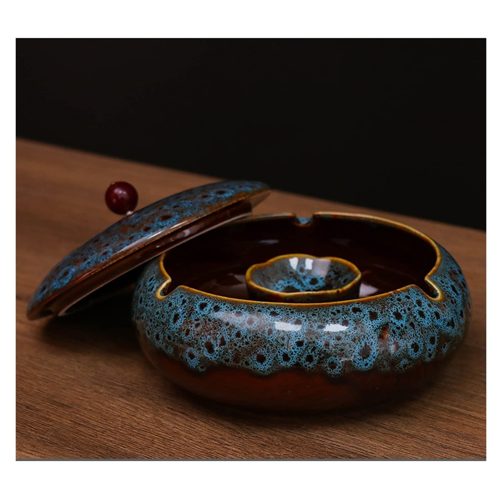 ashtray， Windproof Ashtrays with Lids,Office Homes,Collectible Ashtray for Men Smokers Gifts(Blue)