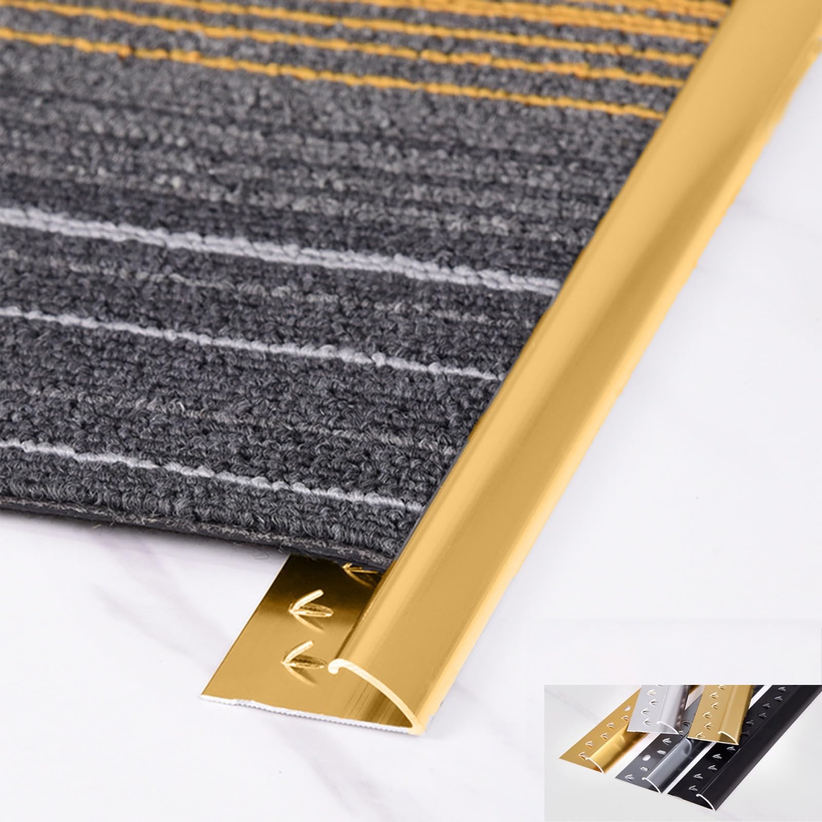 Aluminiowa Listwa Progowa do Drzwi Przejście Podłogowe Drewno Płytki(Gold)