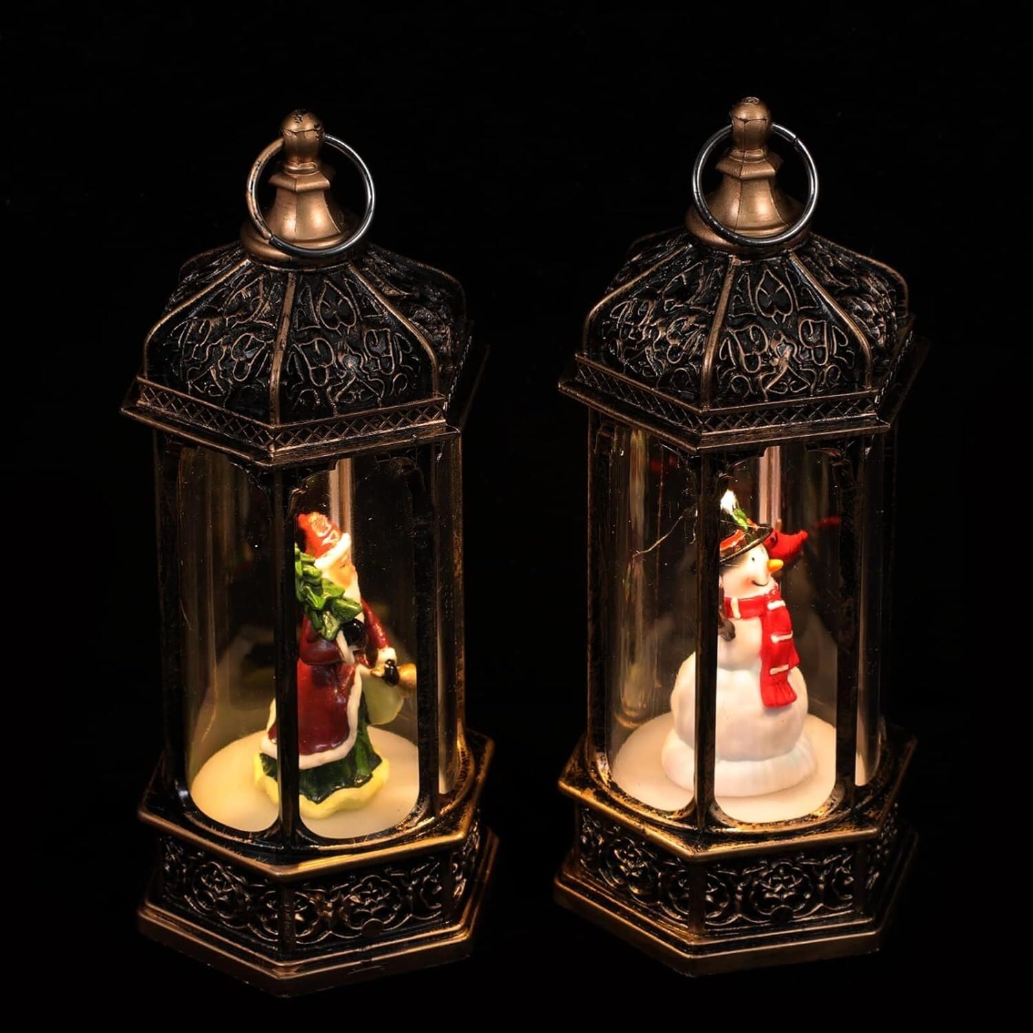 Candele lanterne, Lanterna natalizia a LED con luce notturna, da tavolo e appendere, multicolore 14x5,5 cm(C)