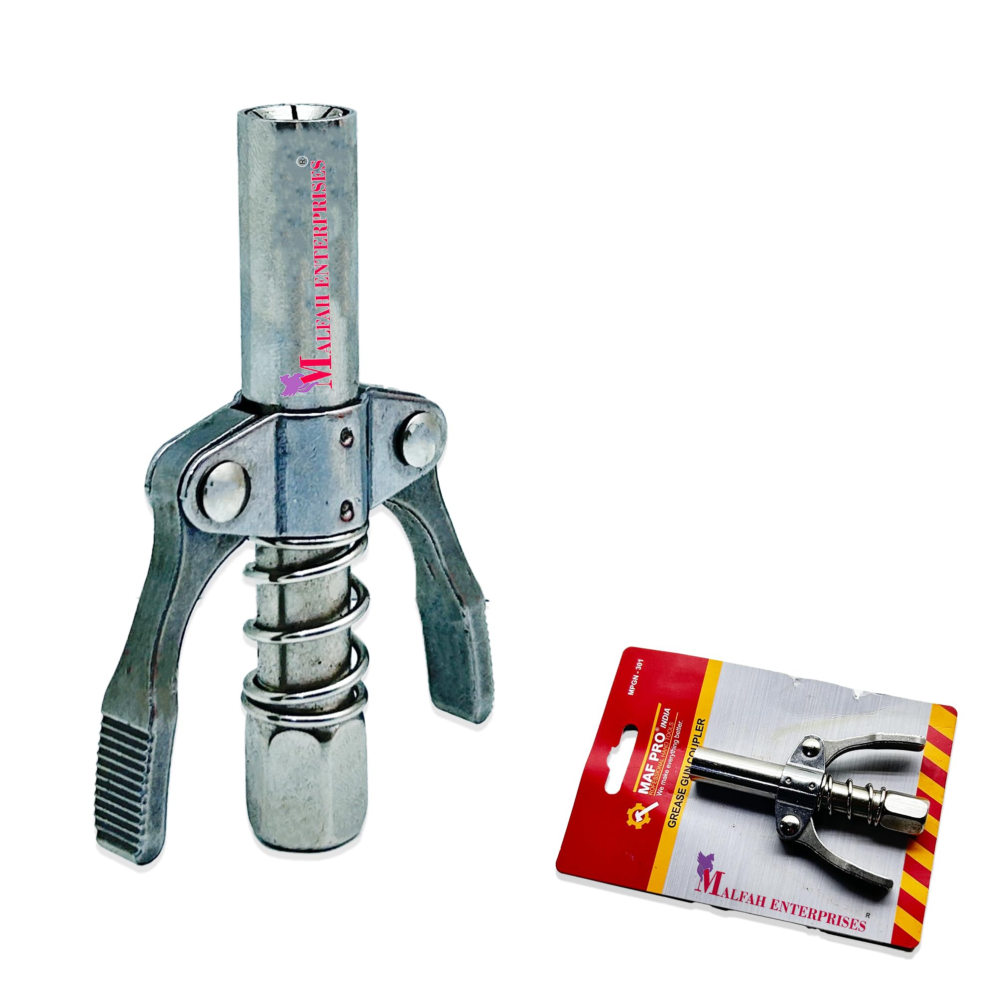 Malfah Grease Gun Coupler Automotive High Pressure Dual Handle for Manual Pneumatic Electric Quick Release Grease Nozzle 1/8" Npt 10000psi MPGN-301 MAF