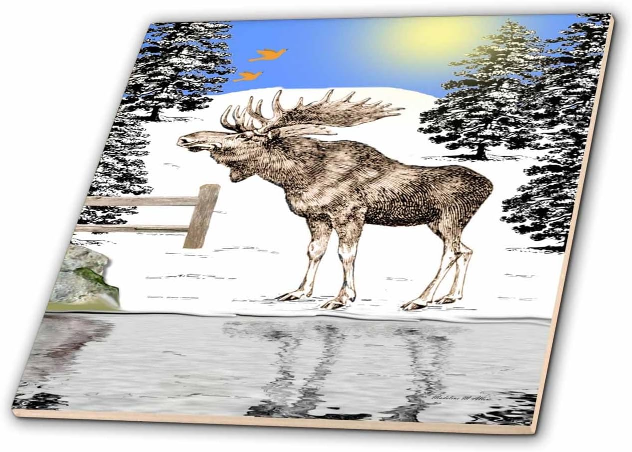 3dRose Moose 12 Inch Ceramic Tile