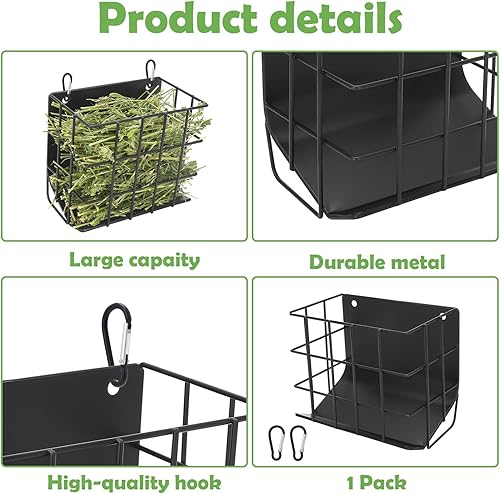 Miniatura 16 de Comedero de heno para conejillos de indias, comedero de heno para conejo con marco de metal resistente, para conejillos de indias, chinchillas, 6.9