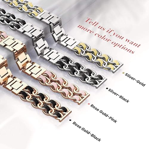 Miniatura 5 de Compatible con Amazfit GTS 3 Band, pulsera de metal de joyería YOUkei con cuero compatible con Amazfit GTS 2 MiniGTS 2  GTS 3 Smartwatch (oro rosa y