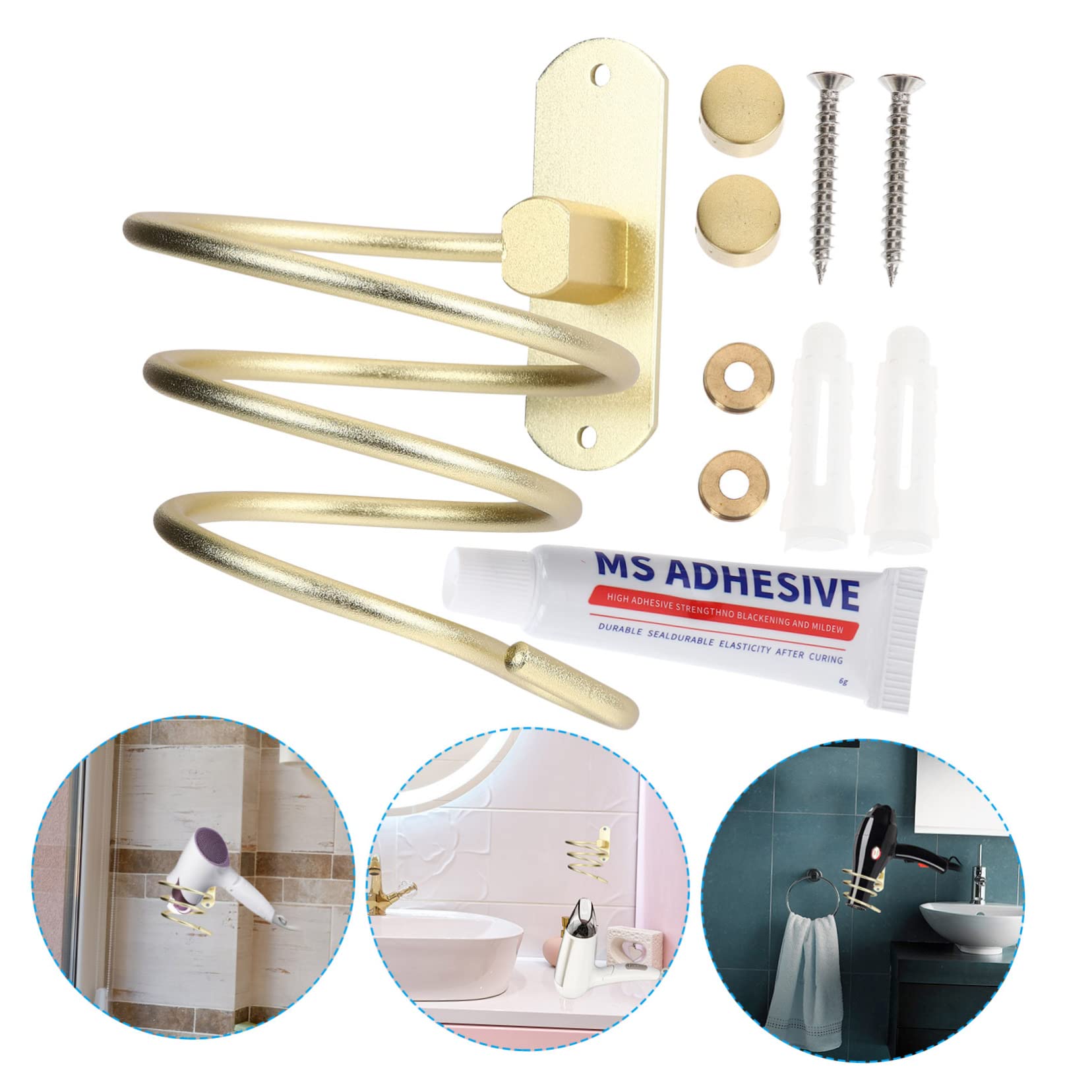 Cabilock Estante De Pared Elegante para Secador De Pelo 3 Unidades Fácil De Instalar.