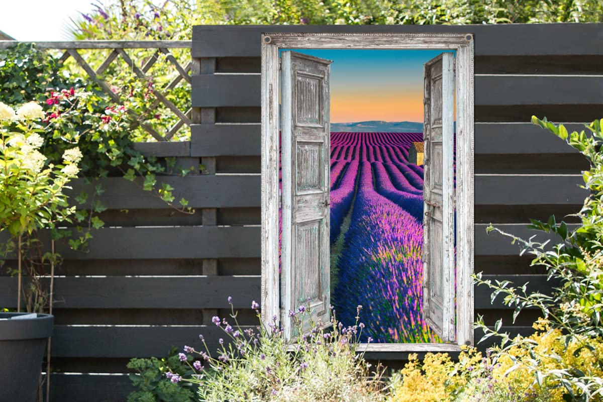 Outdoor-Gartenposter "Lavendelfeld" – UV-beständige Gartenleinwand, 50x50 Cm, Mit Aufhängeringen, Für Zaun, Balkon & Terrasse