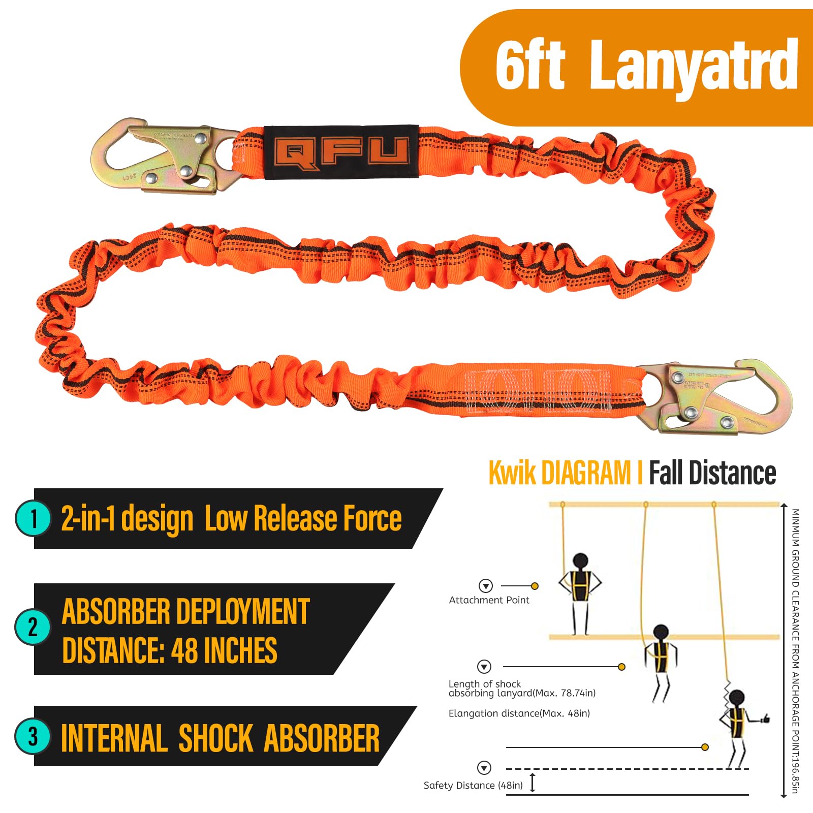 Full Body Safety Harness & Fall Protection Kit with Padded Straps, ANSI Compliant, Includes Shock-Absorbing Lanyard for Roofing, Construction and Industrial Use — Amazon image 7