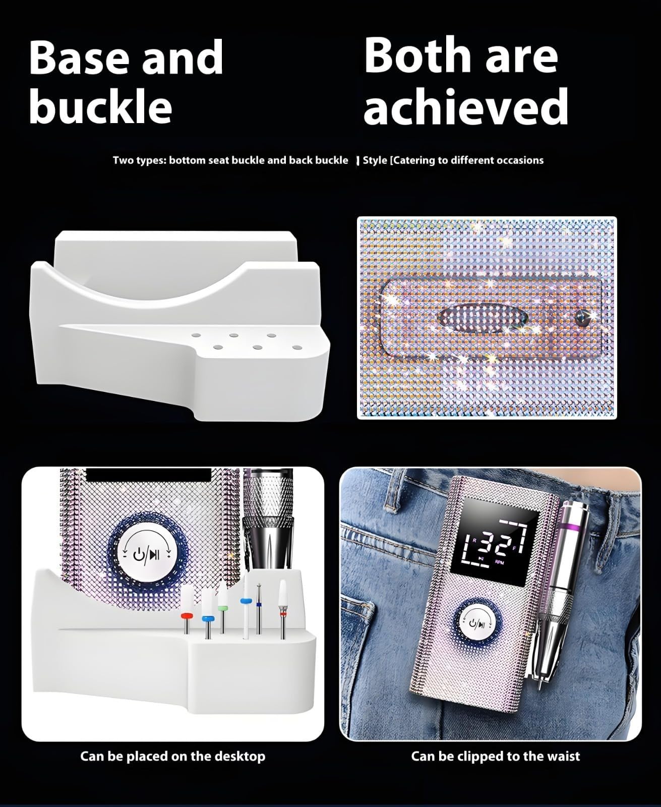 Fresa per Unghie Professionale 45000 Giri, Fresa unghie con diamanti ,con punte e base, per Qualsiasi Manicure, Acrilico Nails Gel Lucidatura Rimozione, Progettato per Salon, Casa, Regalo