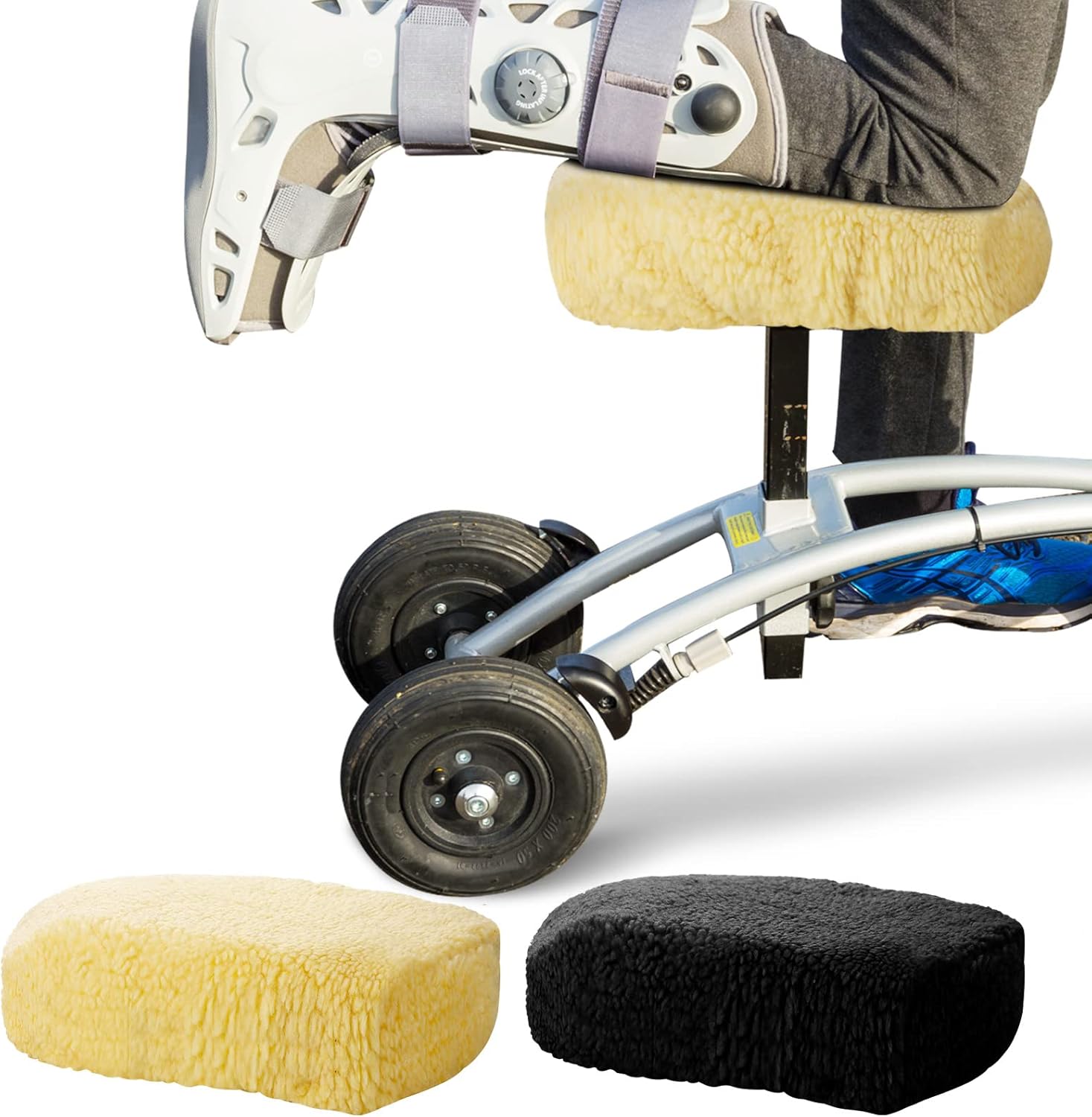 2 Pcs Knee Scooter Pad Cover Plush Knee Walker Pad Cover