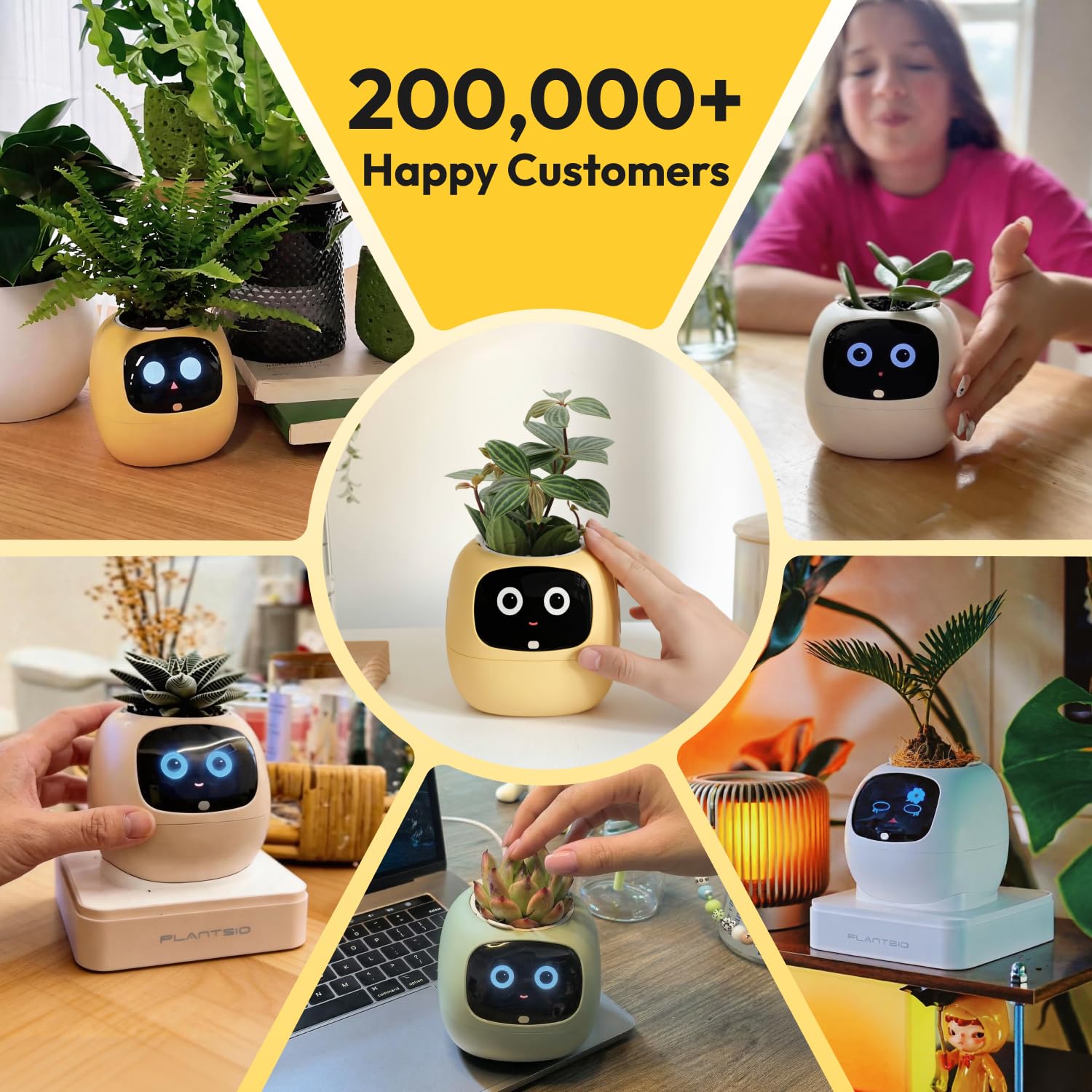 PLANTSIO Ivy Interaktiver KI-Schreibtisch-Begleiter, intelligentes Pflanzentier mit über 100 Ausdrücken, niedlicher Indoor-Pflanztopf für Bürodekoration, einzigartiges Geschenk für Pflanzenliebhaber