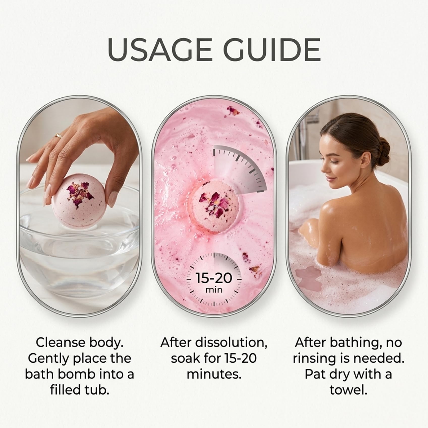 Badebomben-Set, 60 g, sprudelnde Badekugeln mit natürlichen Düften und Pflanzenstoffen, entspannende Badebombe für Frauen, Selbstpflege-Set für Mama.