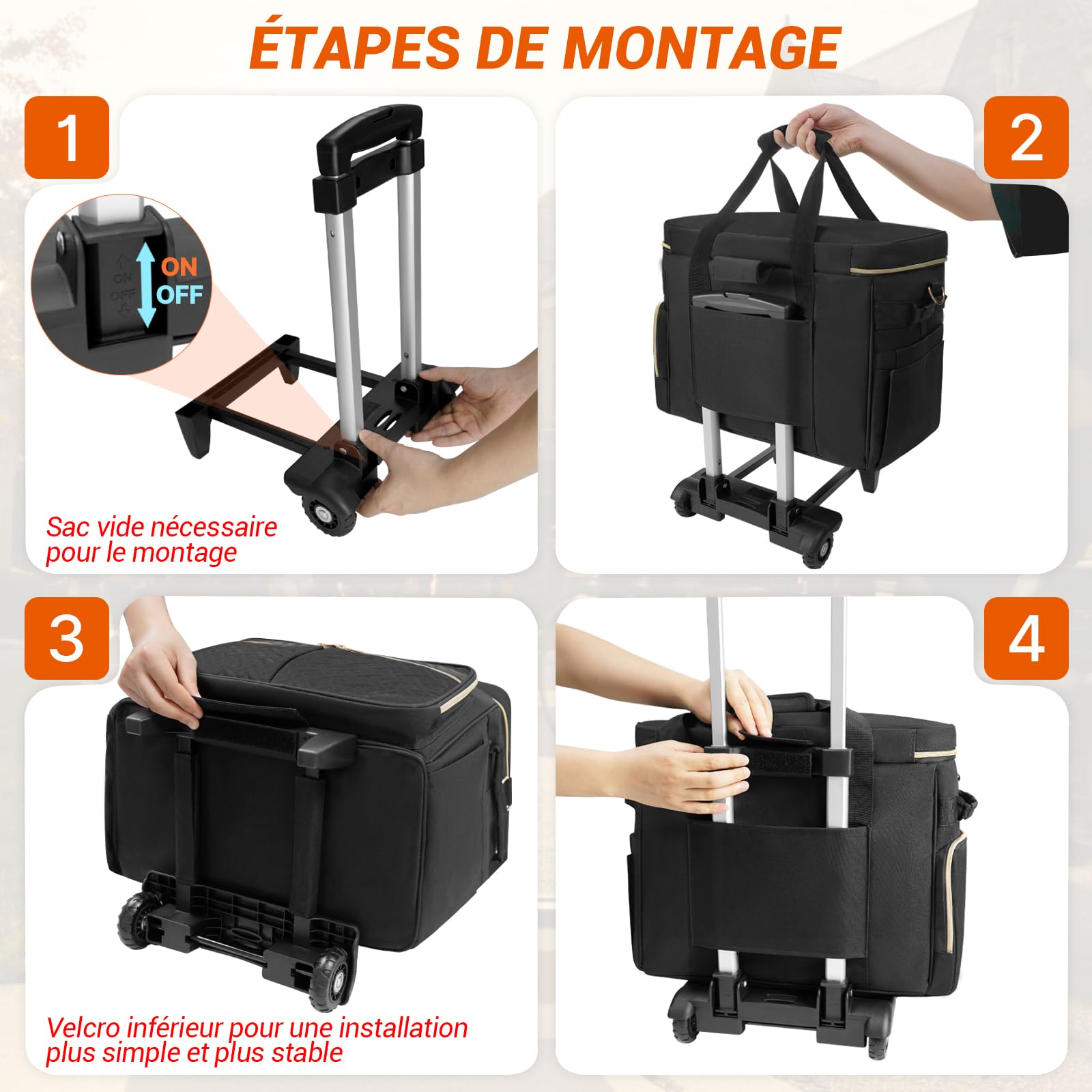 SUNDOY Sac de Travail à roulettes pour Enseignants, Noir - Pied-de-Poule | Sac à Ordinateur Portable jusqu'à 17,3 Pouces, Compartiment Extensible