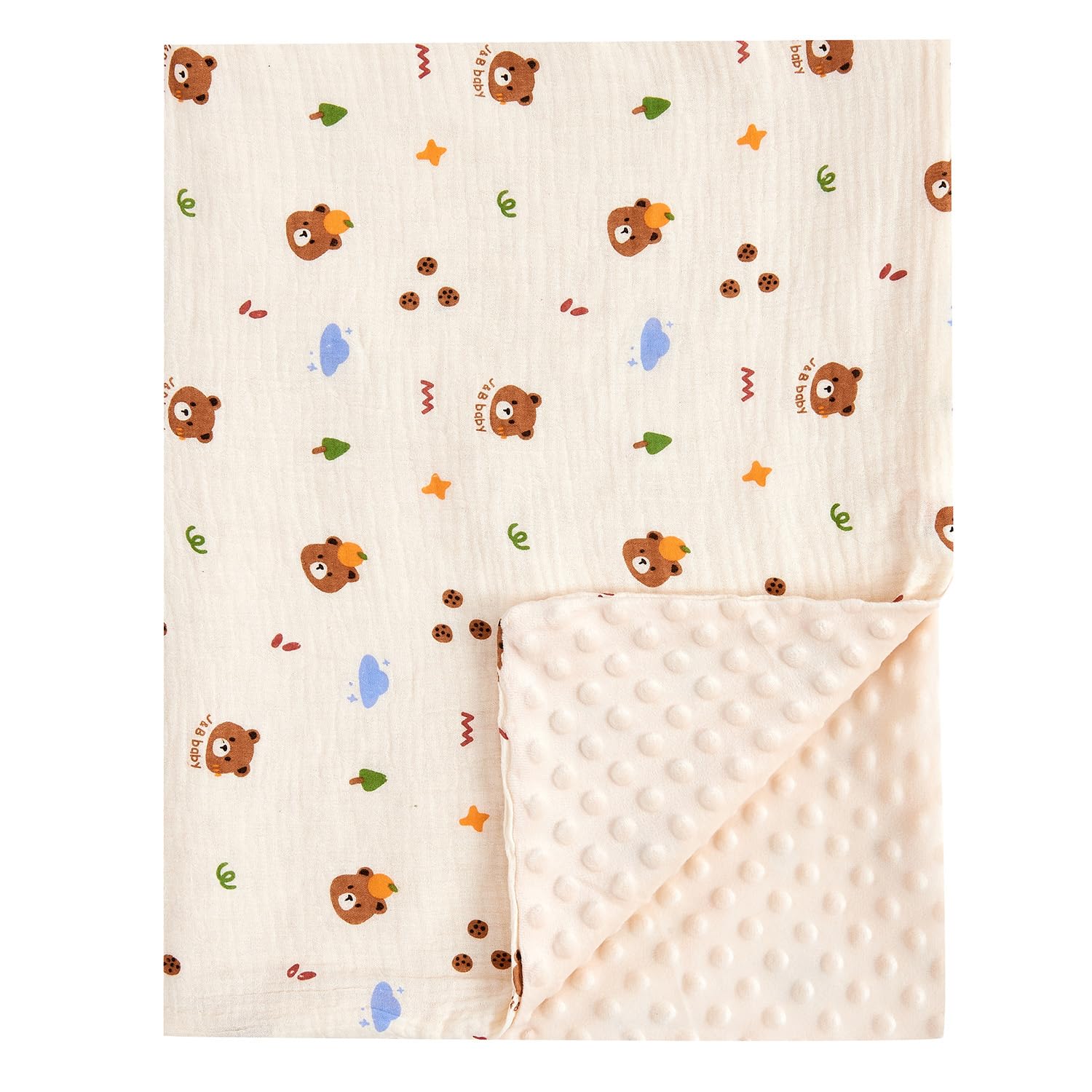 Lotus Karen Baby Blanket for Kids 100% Polyester Fill Super Soft Touch Nursery Bed Blankets with Tangerine Bear Swaddle Blankets 30x40