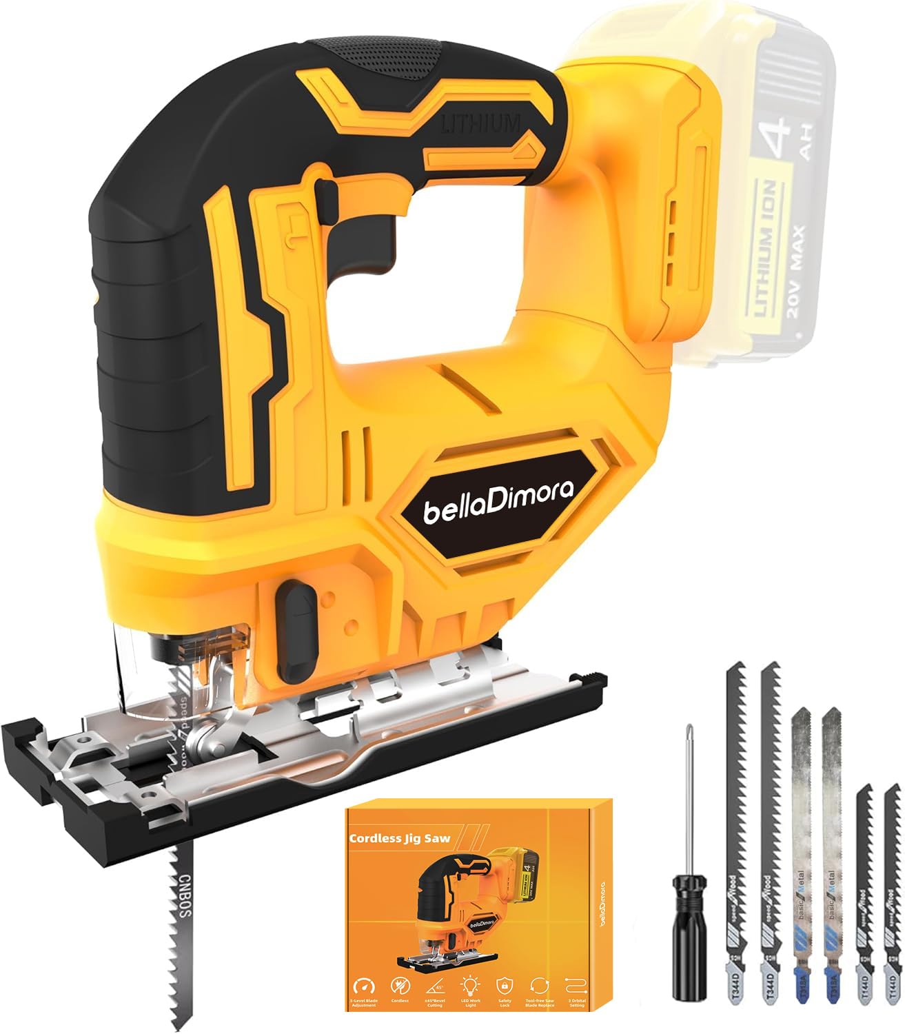 Jig saw compatible with Dewalt 20V Battery (Battery not Included) Cordless Jigsaw with LED Work Light