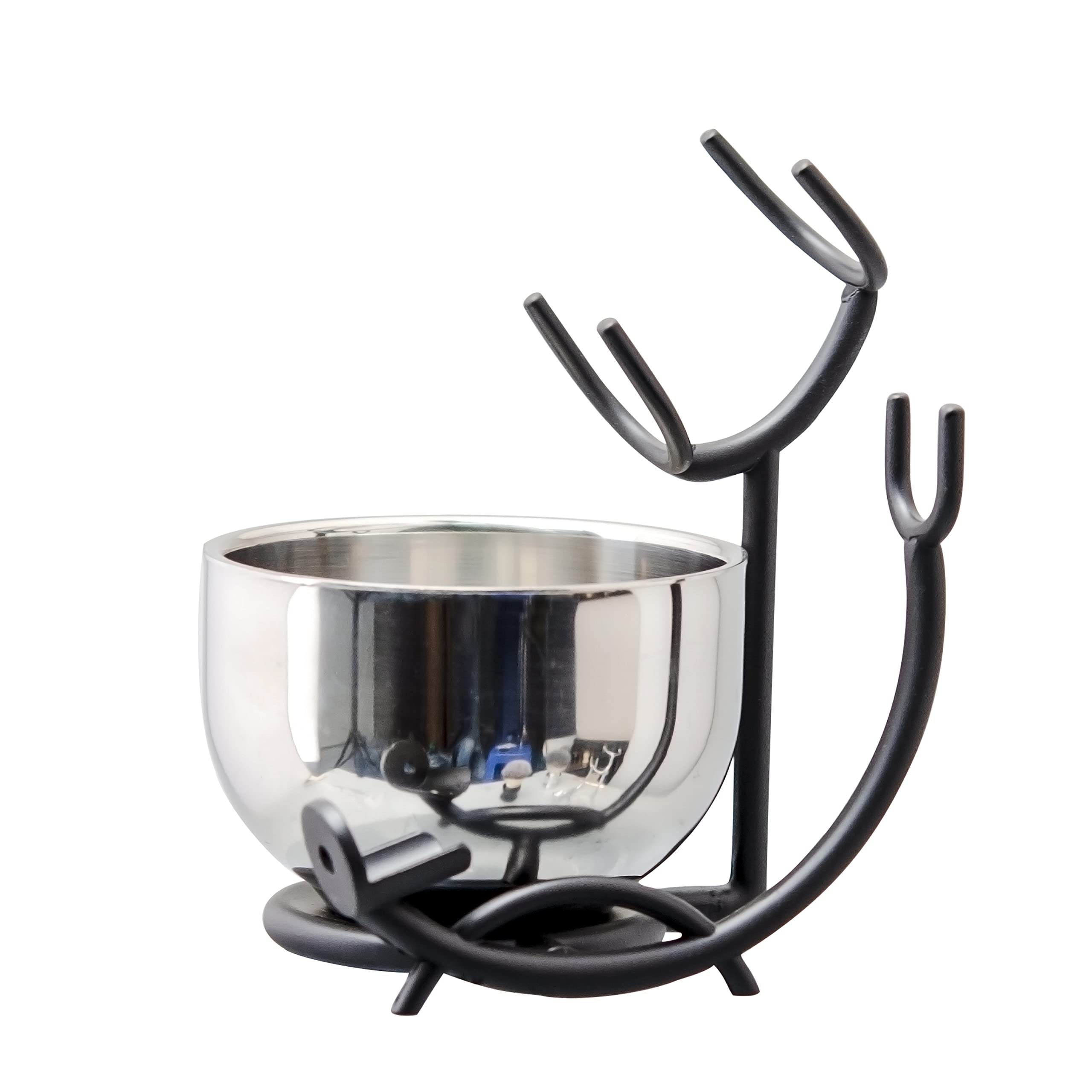 Grandslam Set di Pennelli da Barba Premium, 3 in1 Pennelli da Barba da Uomo, Supporto e Ciotola in Acciaio Inox, Kit Tradizionale per Rasatura a Umido, Set da Barba Manuale per Regalo da Uomo (Nero)