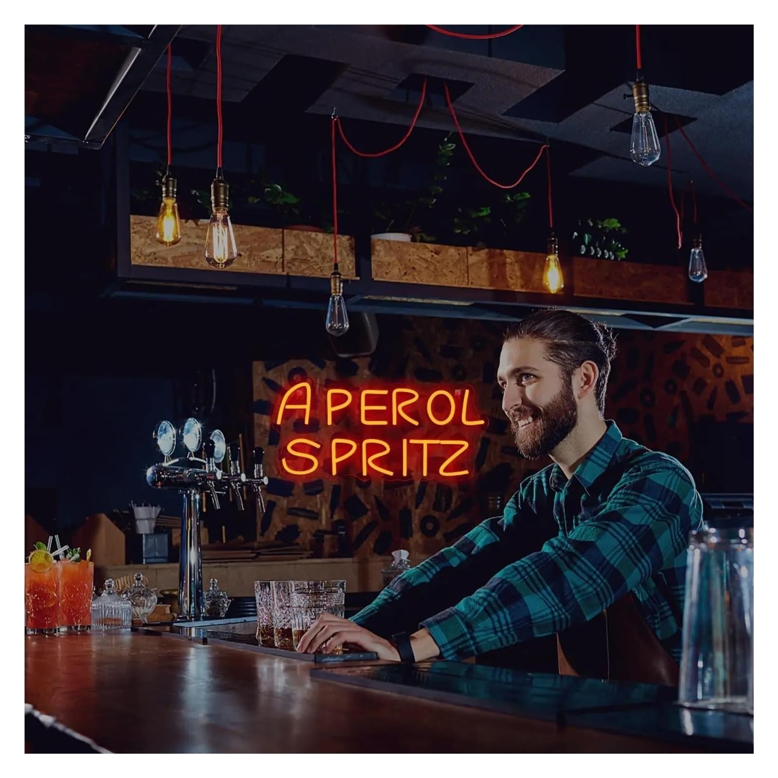 Señal de luz de neón Letrero de neón APEROL SPRITZ para publicidad cócteles, luz LED roja 42 cm x 20