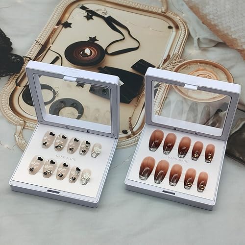 Miniatura 9 de Paquete de 32 cajas de embalaje de uñas a presión, caja de almacenamiento flotante 3D y exhibición con 90 cintas adhesivas de doble cara para