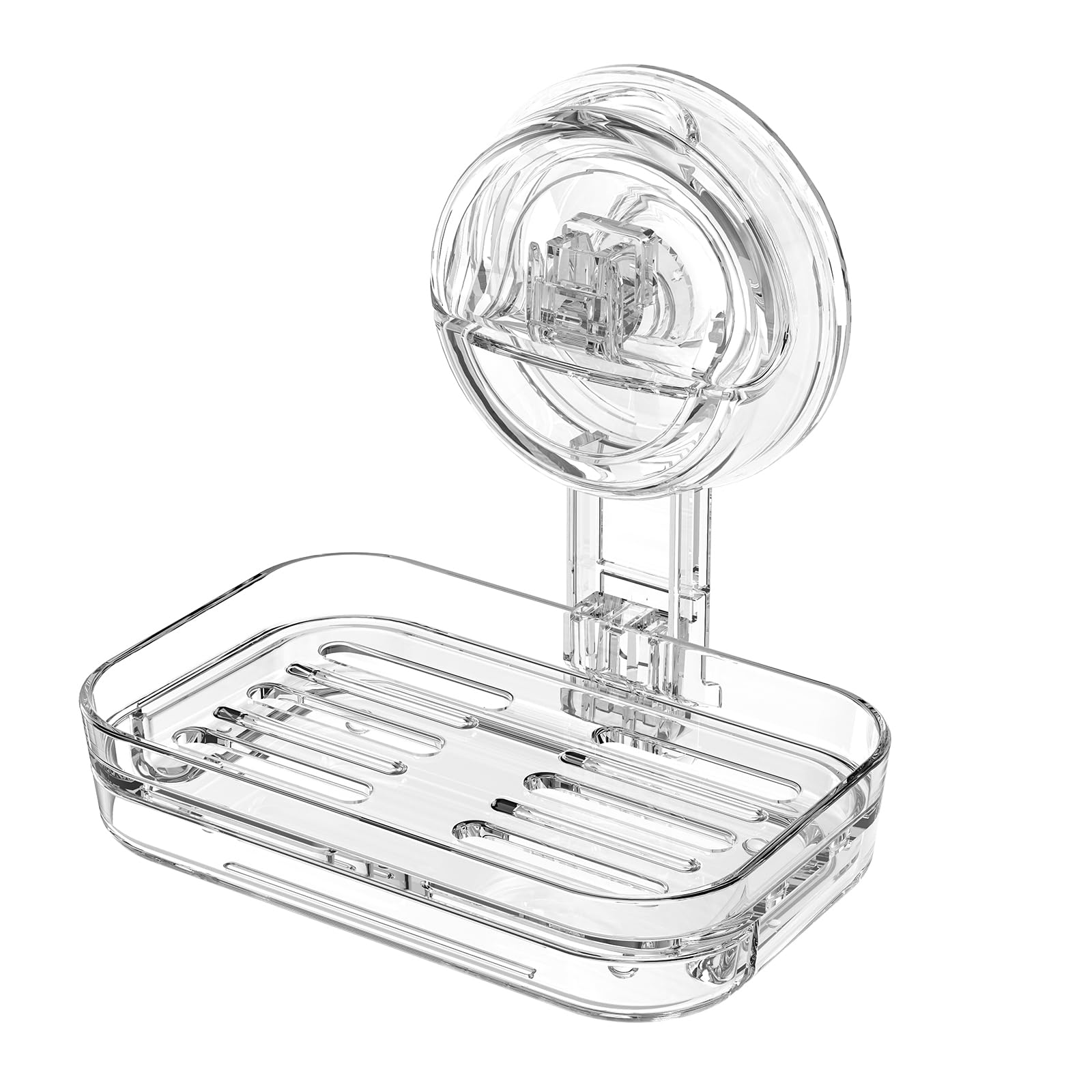 MJXKBB Soap Dish for Shower Clear Soap Holder with Self-Draining Design No Drilling Required Strong Fixation for RV