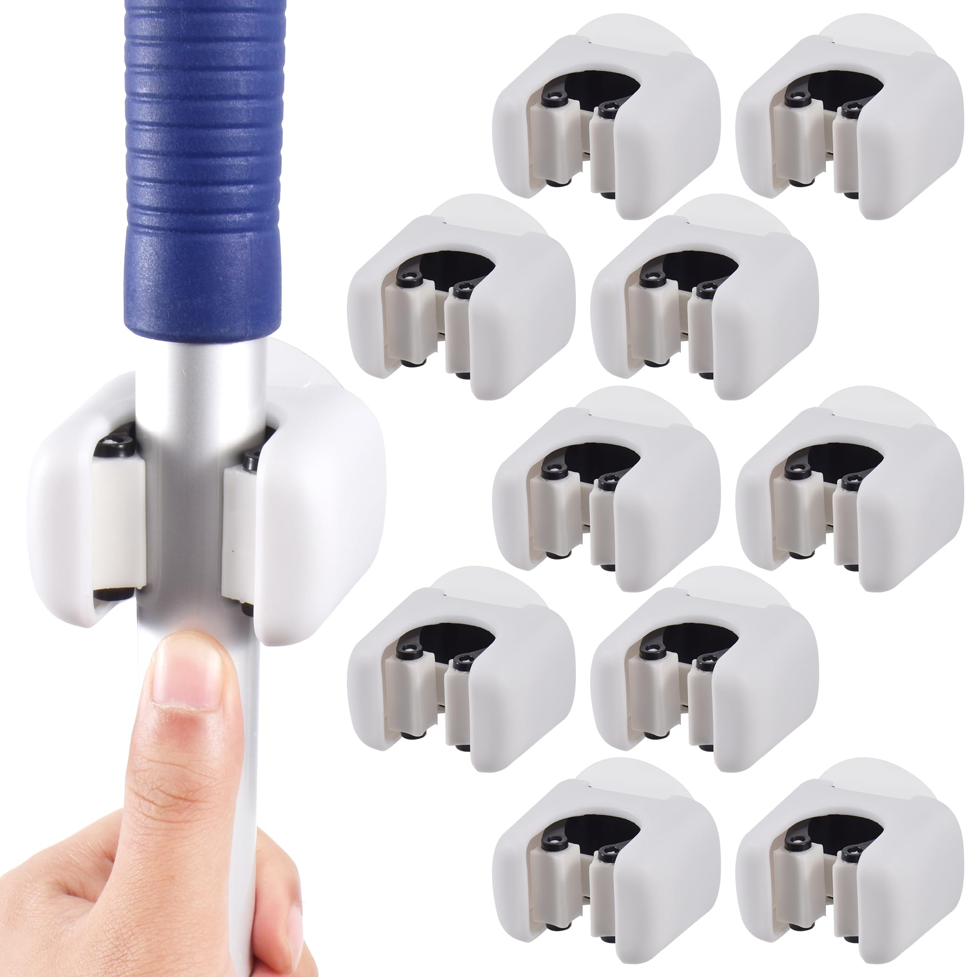I3CBroom Holder Wall Mount Pack of 10 Mop Holder Clip Organiser Hanger Rack for Wall