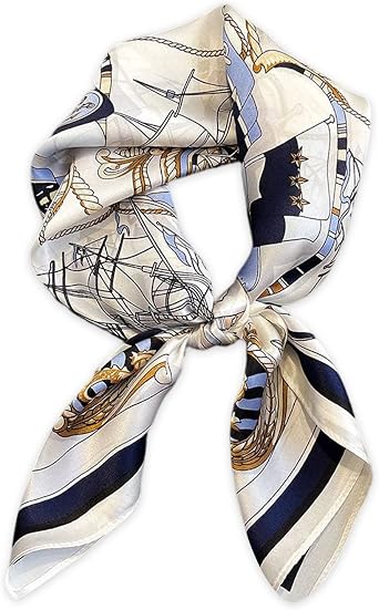 Silk Scarf Women Square Scarf 7070cm Retro Geometric Chain Satin Small Scarf Neckerchief Bandana Headdress Hairband