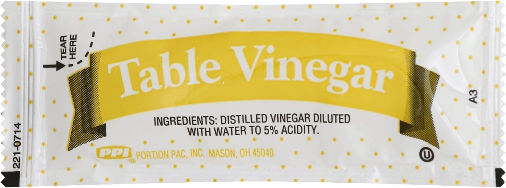 Portion Pack Table Vinegar, 0.32-Ounce Single Serve Packages (Pack of 500)