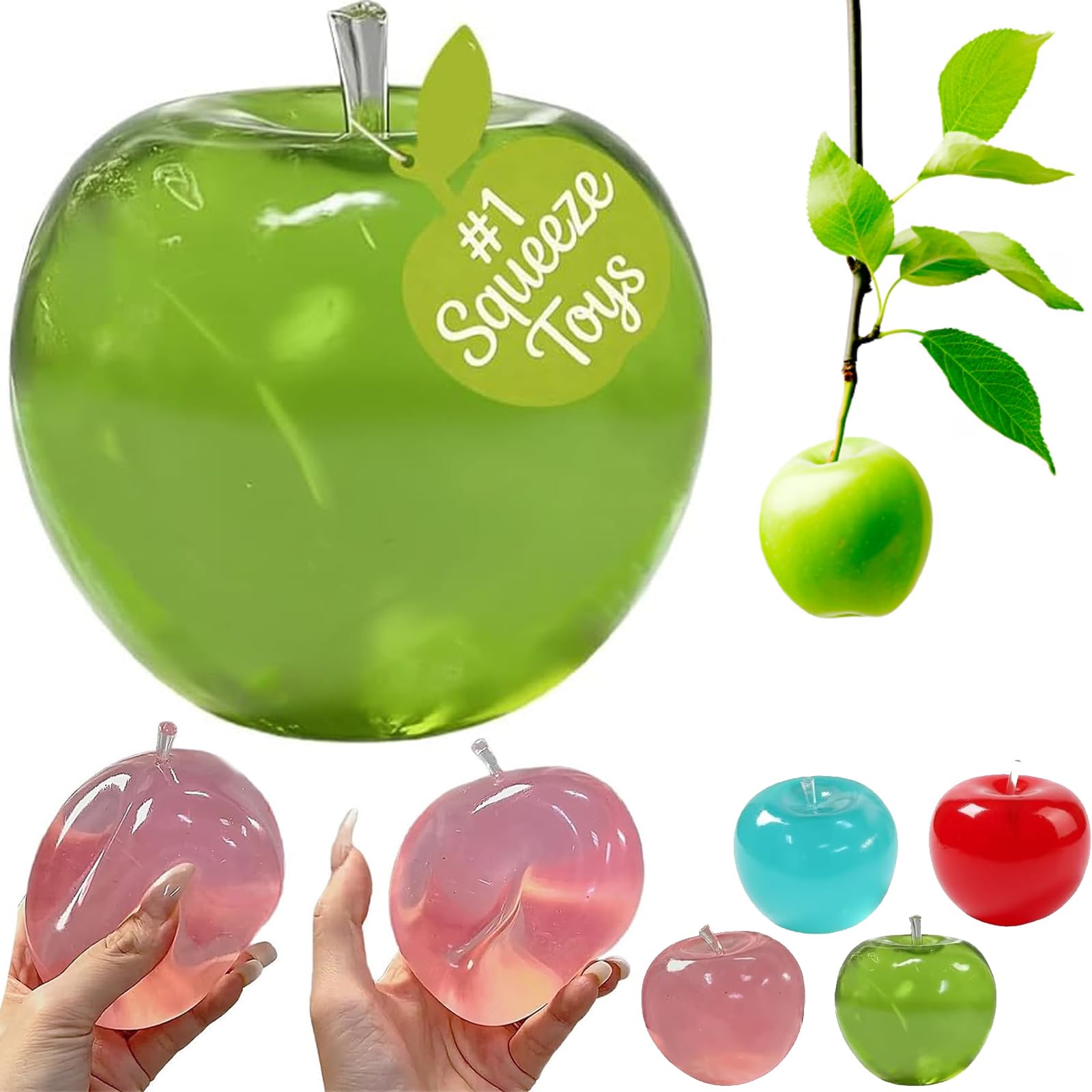 Green Apple Squishy, Squishy Apple, Sticky Fruit Squishies with Transparent Realistic Color (Green*1)