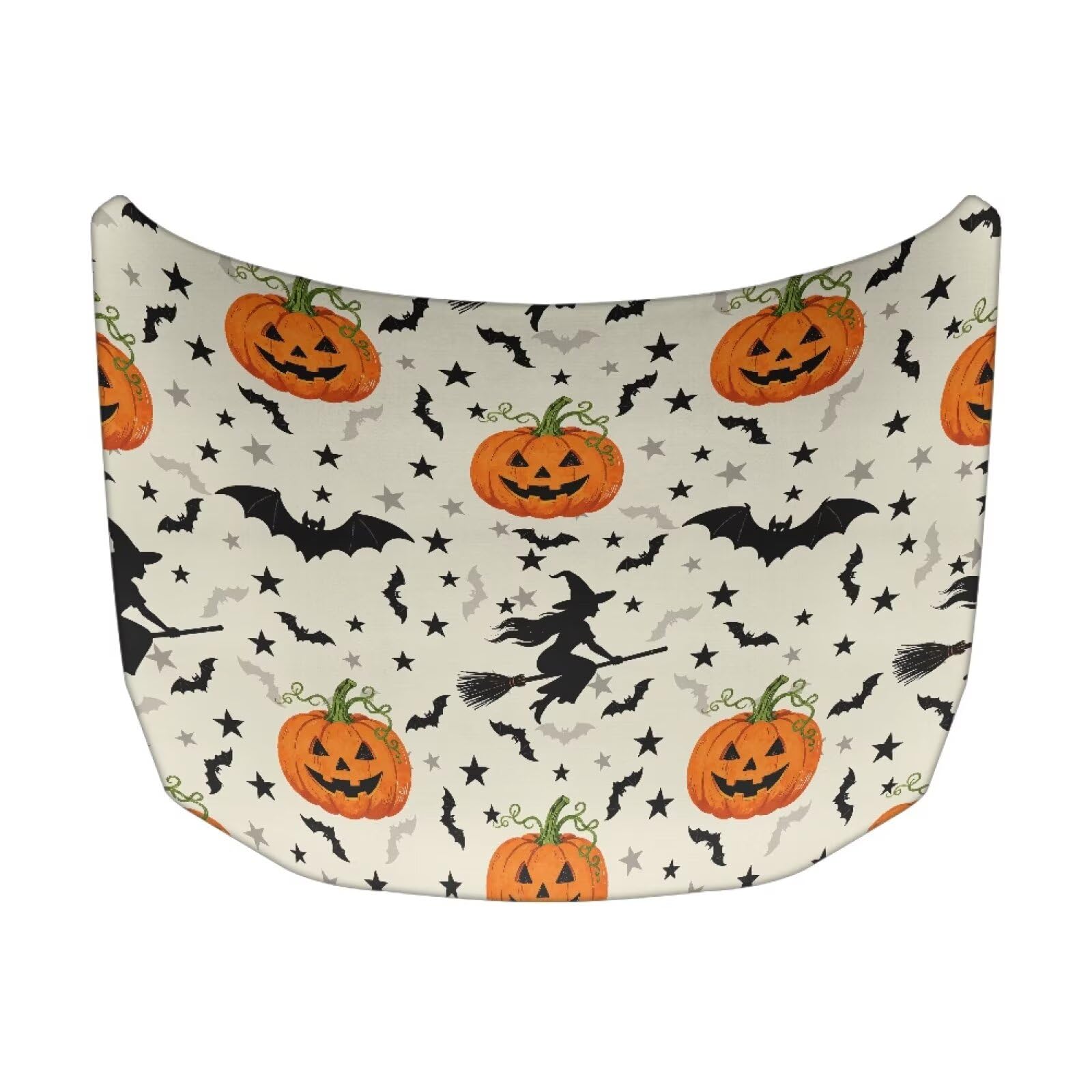 Pumpkin Witch Halloween Print Car Hood Cover Easy to Install Fabric Hood Cover Halloween Vehicles Decorate Engine Removable Automotive Accessories Personalized Suitable for Cars(59×39 Inch)