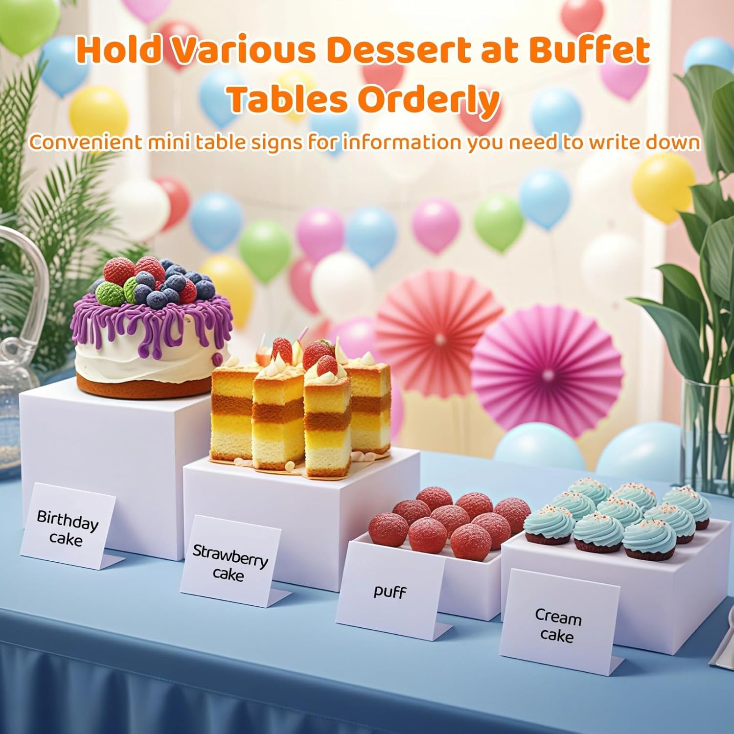 Four Pcs Buffet Risers with Hollow Bottoms, Catering Dessert Foods Display Stands, Acrylic Cube Boxes Nesting Risers for Party Event, Food Risers for Buffet Table 5/6/7/8 Inches