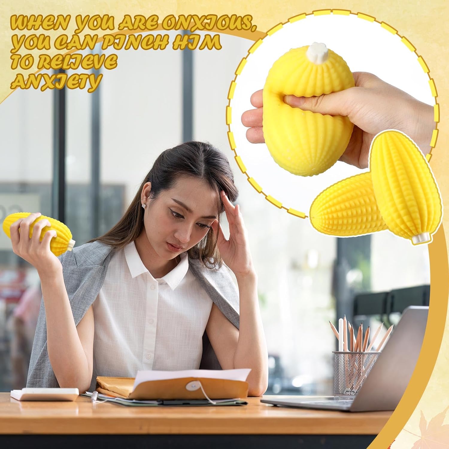 Meooeck 12 Pcs Candy Corn Stress Toys Stress Balls for Adult Candy Corn Party Favors Novelty Corns Squeeze Fidget Toy Bulk for Christmas Party Goodie Bags Fillers Anxiety Relief - Image 5