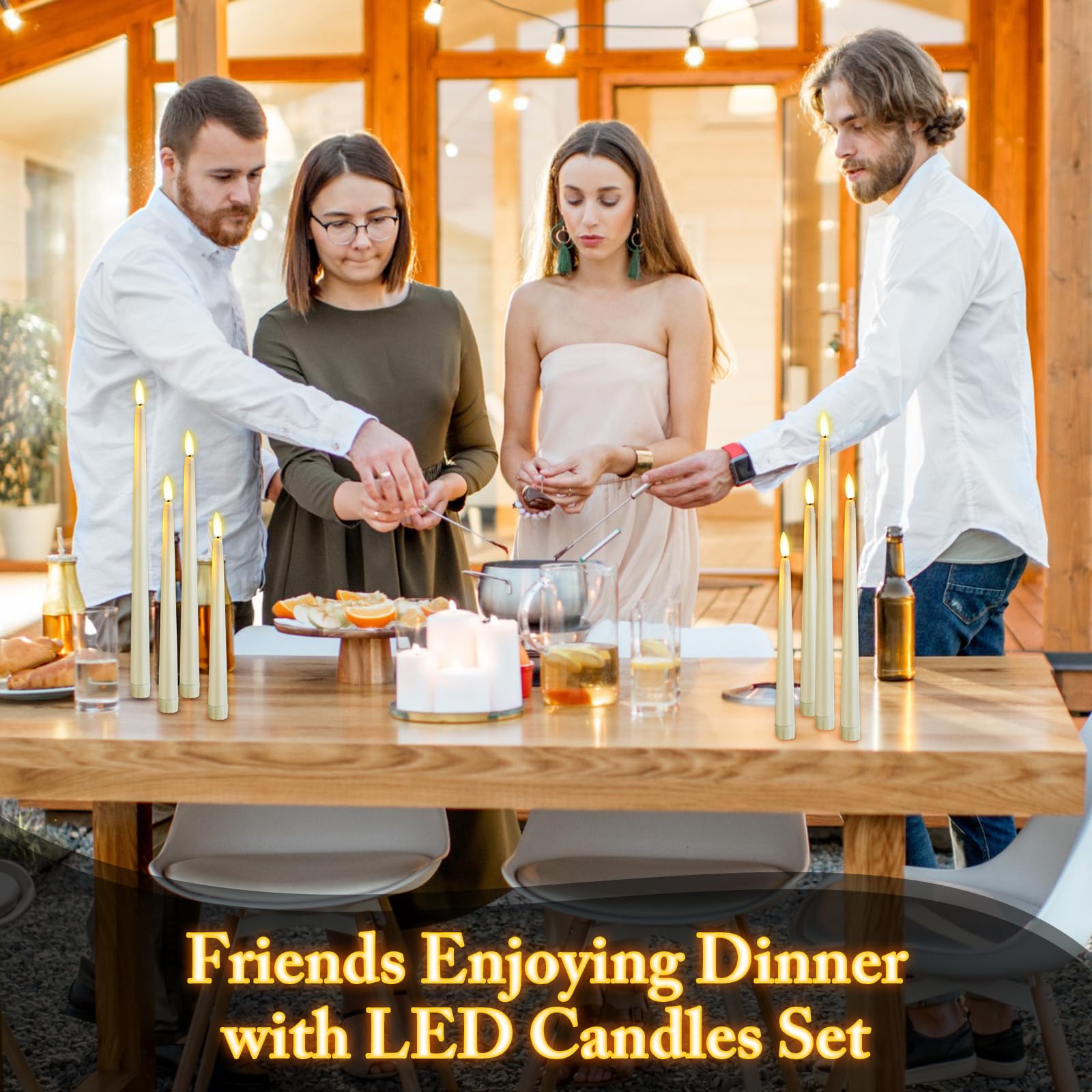 Rossesay 24 candele a LED senza fiamma, a batteria, 22 cm, 27 cm, 32 cm, 32 cm, 32 cm, 32 cm, 32 cm, 32 cm, senza fiamma, tremolanti per Halloween, Natale, chiesa e matrimoni (avorio)