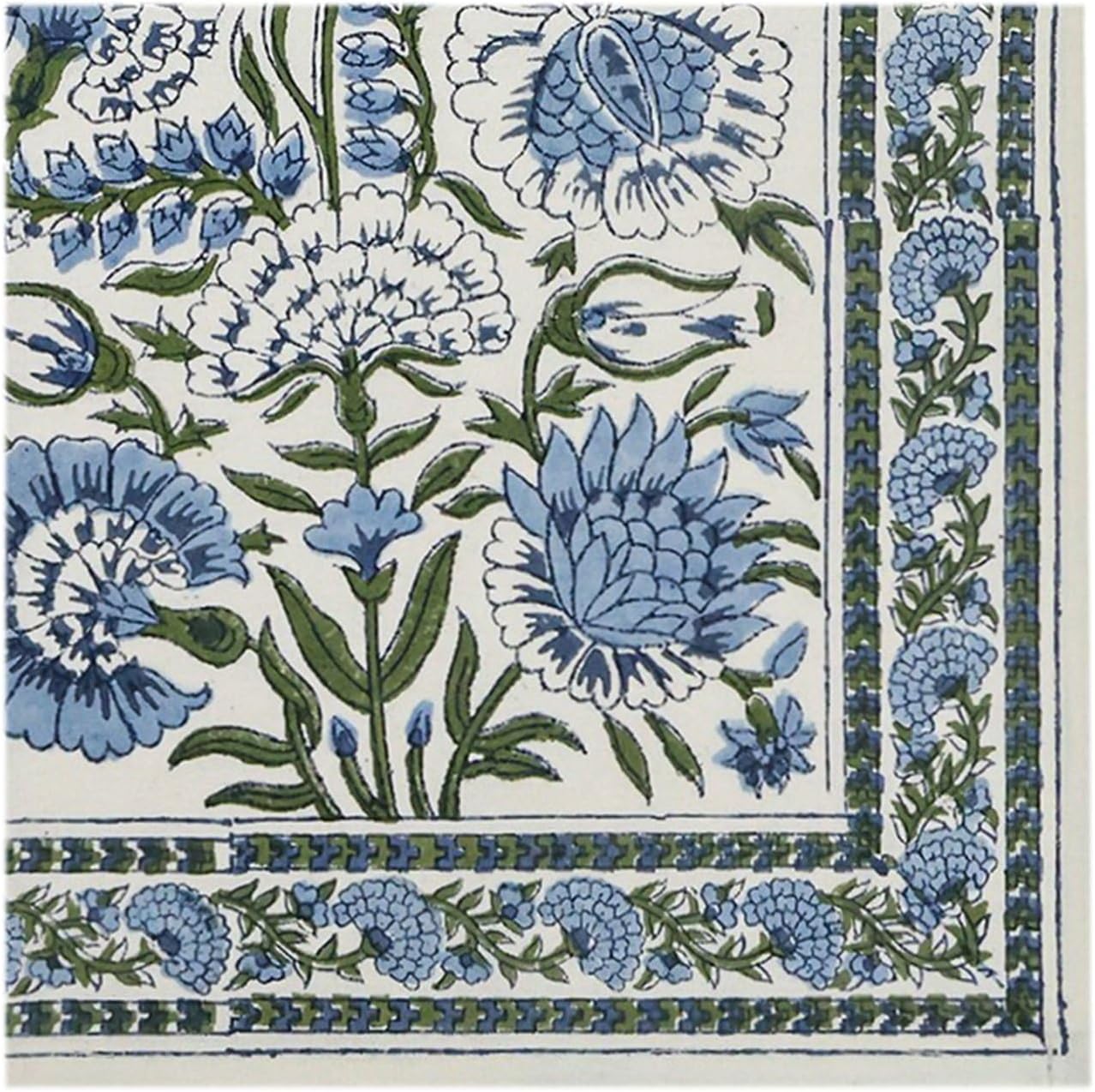 14x14 Inches Cotton Napkins Set of 4, White Blue, Washable Hand Block Printed Reusable Cloth Napkins for Dining, Party, Wedding, Home Decor Fall Outdoor image 3