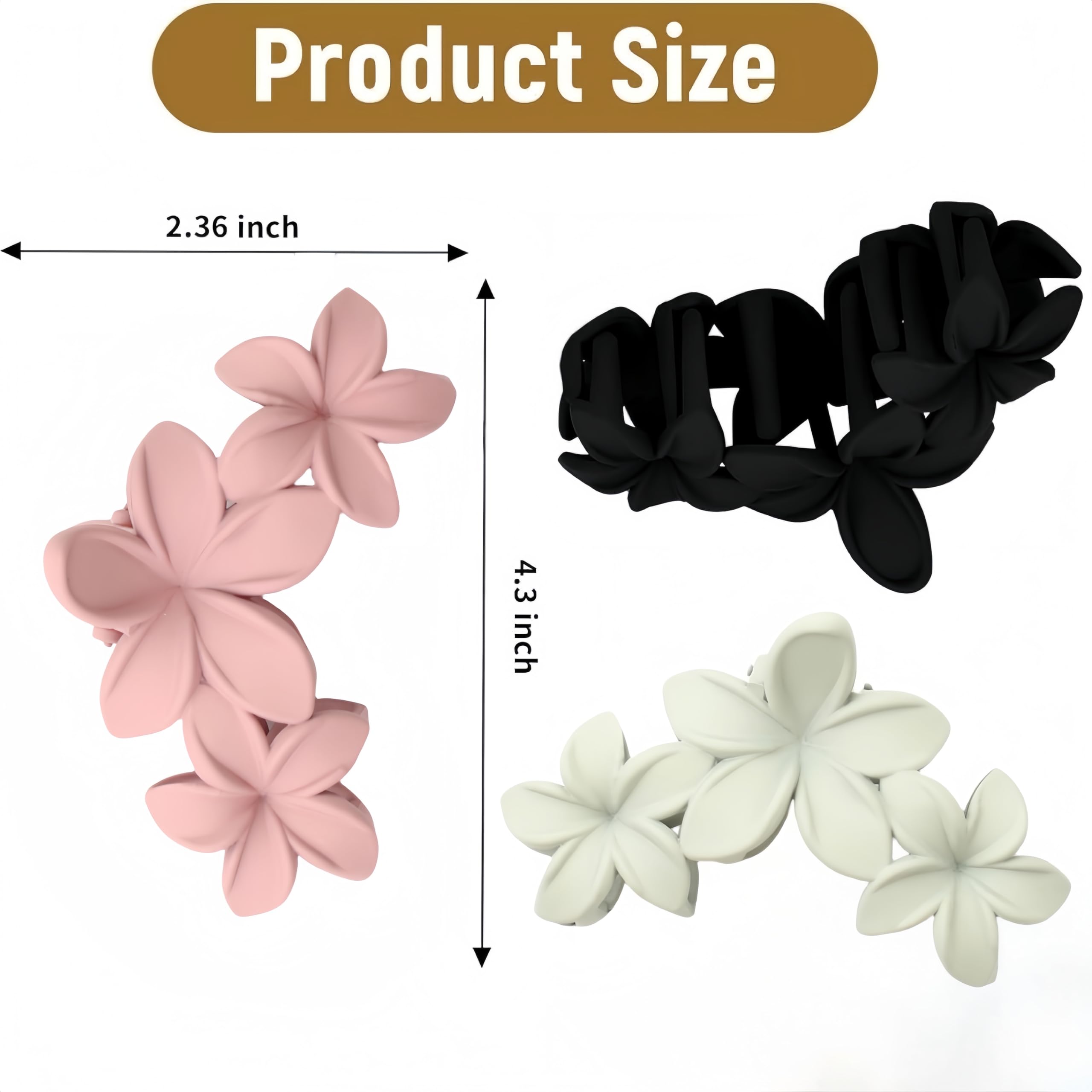 TAIOSNADJ 4PCS Flower Haired Claw Clips for Women and Girls Non-Slip Strong Hold Clips for Thick Haired,Cute Hawaiian Hair Flower Clip Large Plumeria Haired Clips Strong Hold,Haired Accessories - Image 2