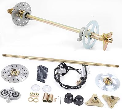 29.13 Rear Live Axle Complete Kit, Kart Rear Conversion Complete Kit with Sprockets + Pillow Block + Brake Disks + T8F Chain for Karts Golf Carts ATVs Buggies 4x4s
