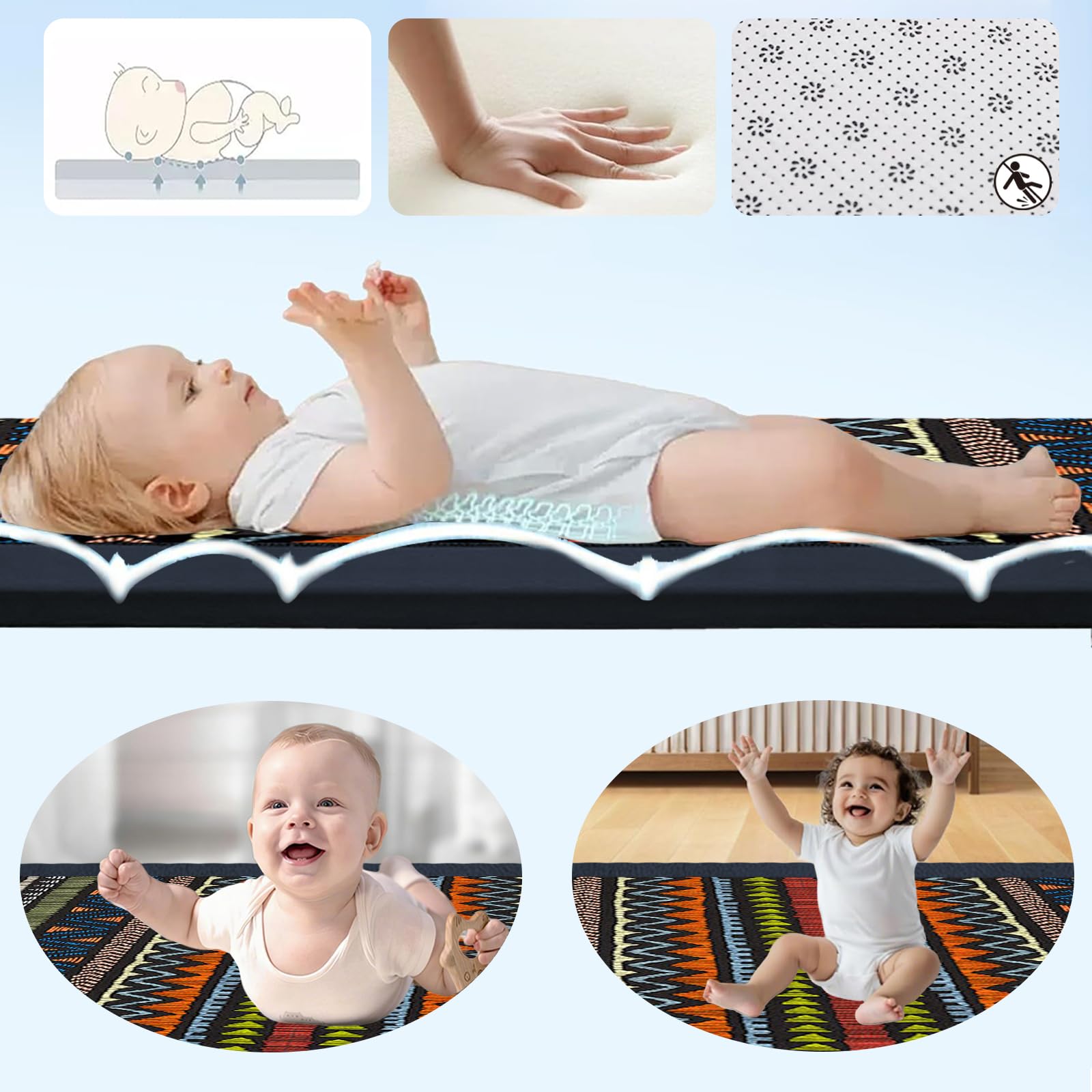 Tappeto Gioco Bambini Acolchado 2 cm Extra Spesso, Antiscivolo, Ideale per Pavimenti e Box Neonato, Palestra Neonati, Tappeto Tummy Time Neonati 120 x 150cm