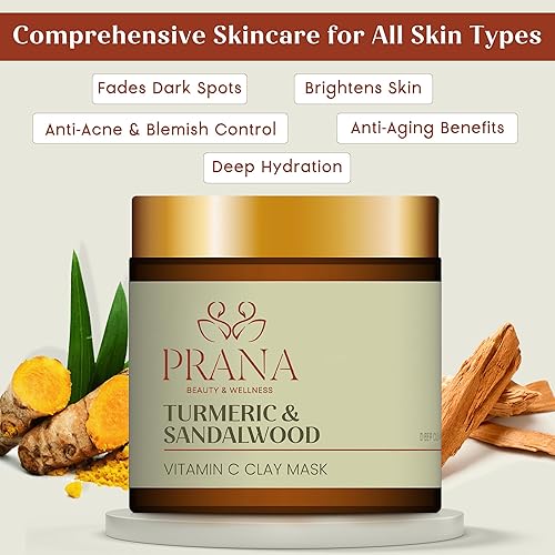 Miniatura 7 de Mascarilla facial de cúrcuma y sándalo de prana  Cuidado natural de la piel  Aclarador e hidratante  Antienvejecimiento  Mascarilla facial de