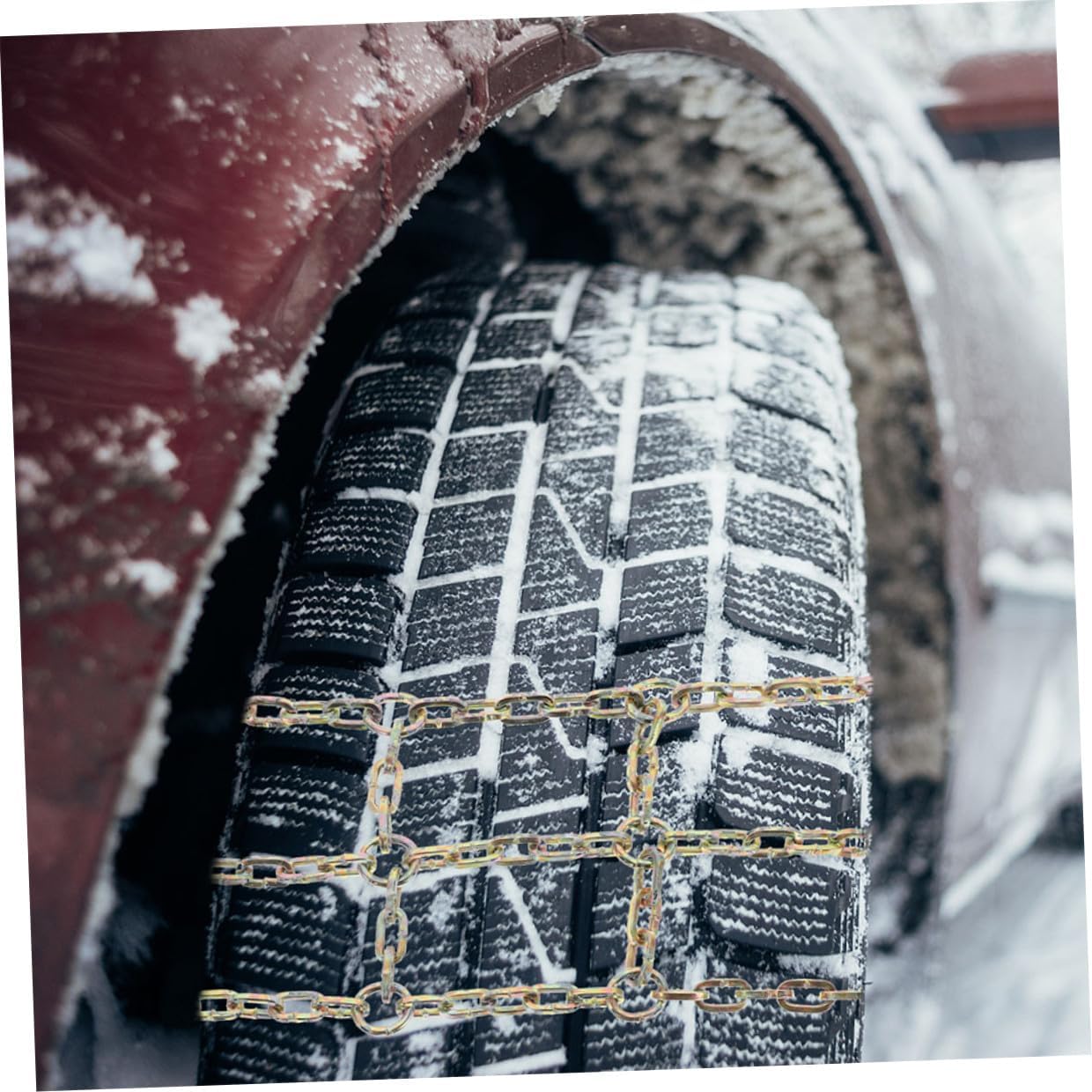 GLEAVI 2pcs Car Tire Snow Chains Anti-slip Rescue Ice Traction Chains for Suv and Passenger Vehicles Winter Driving Safety