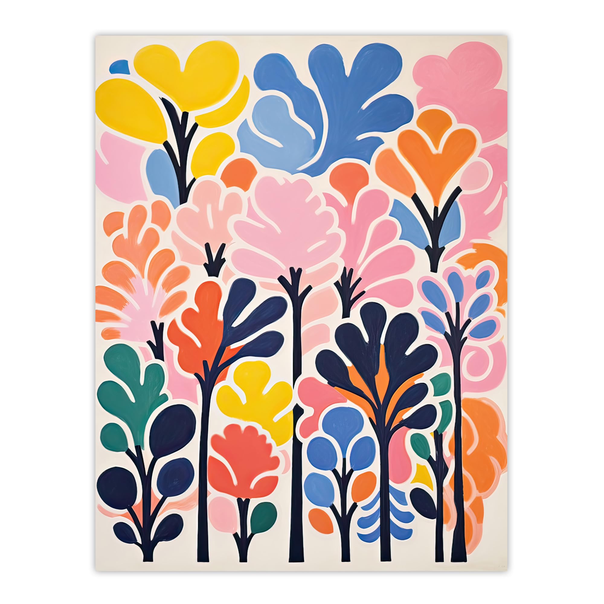 Artery8 Forest Delight Bright Pastel Colour Oil Painting Pink Orange Blue Henri Matisse Style Trees Extra Large XL Wall Art Poster Print