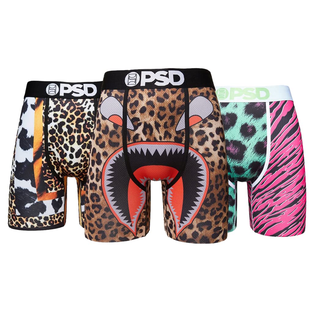 PSD Underwear Men's Stretch Elastic Wide Band Boxer Brief Underwear - Pack Pack