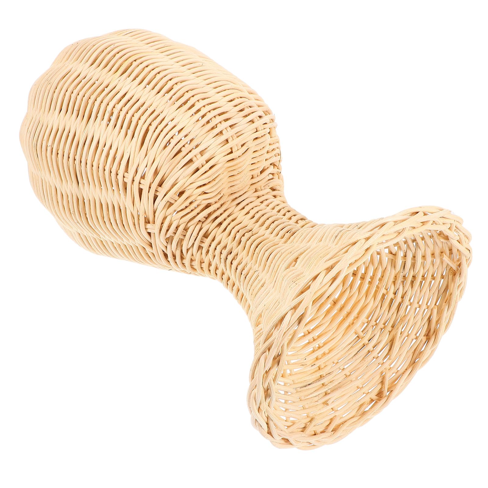 HOMSFOU Expositor de Sombreros de Ratán Natural, Soporte Redondo para Sombreros y Pelucas, Maniquí Ajustable para Organización y Almacenamiento en Hogar, Tienda y Exposiciones