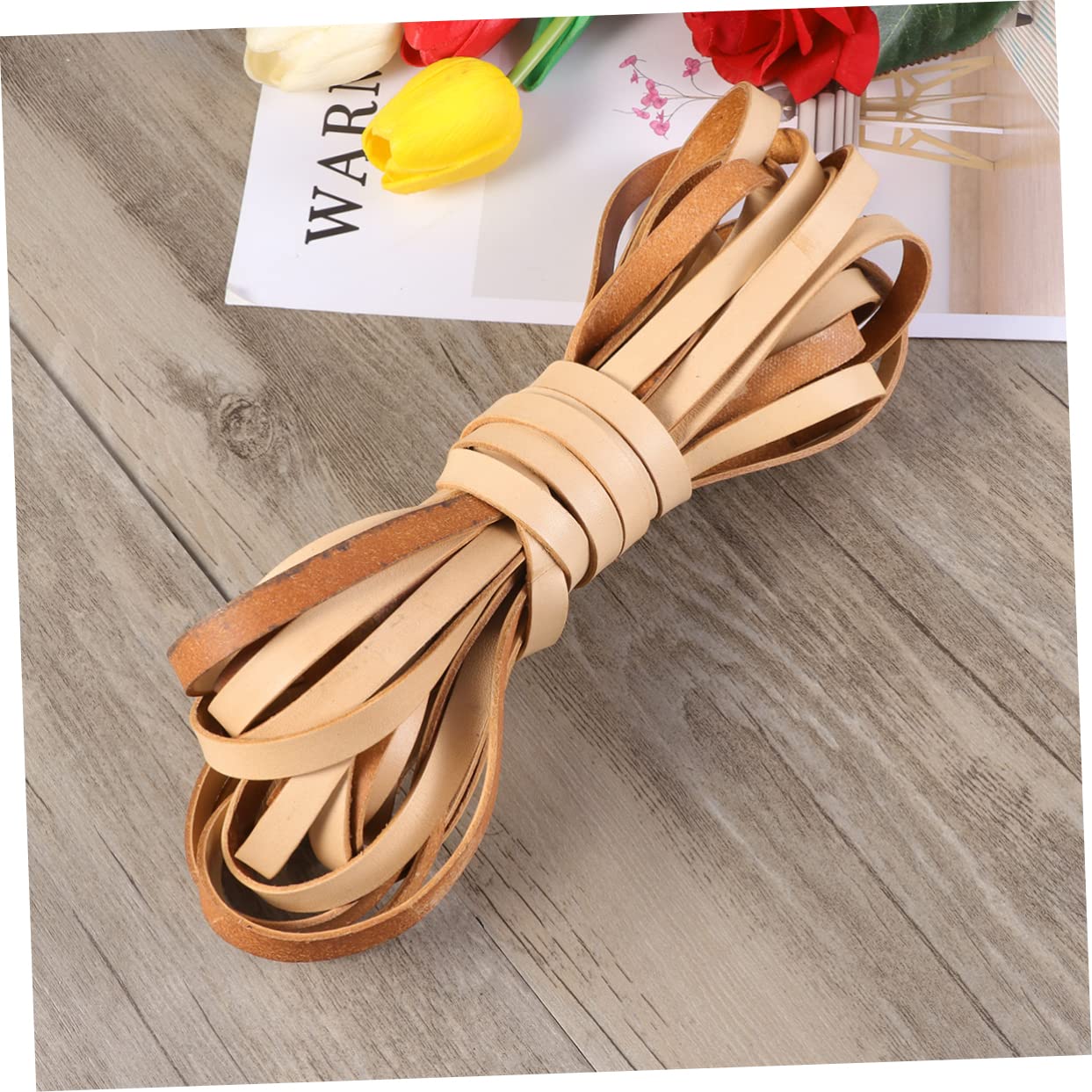 ERINGOGO DIY Necklace Cord Rope 10m Flat Leather Cords from Cowhide Jewelry Making Kit Waxed Beading