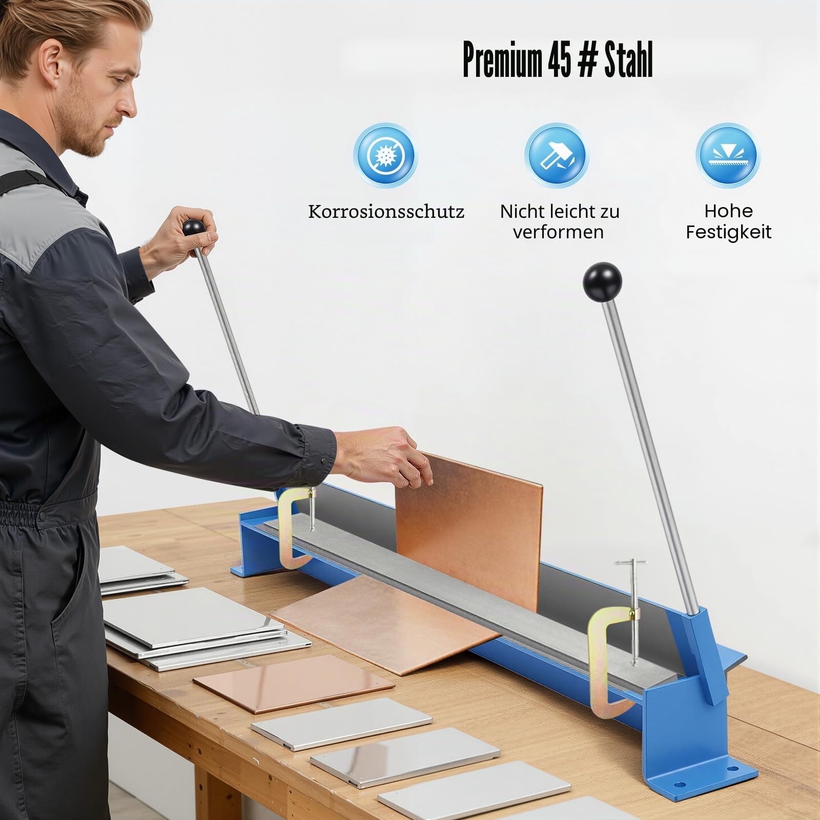 Abkantbank Manuelle Blechbiegemaschine Kantbank Biegemaschine max. 90° Biegewinkel Schraubstock für Bleche Maximale Biegebreite 910mm