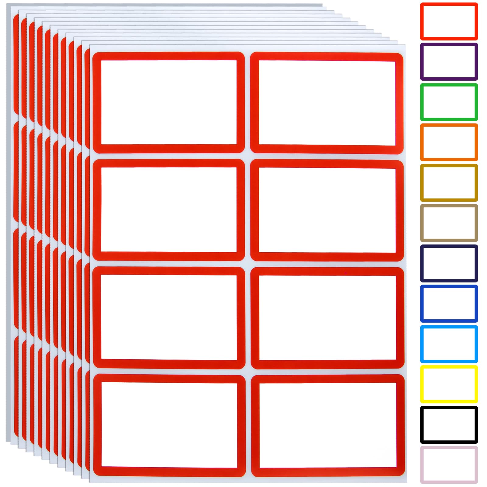 Lot de 200 étiquettes autocollantes pour nom, 15 couleurs disponibles, 8,9 x 5,7 cm, pour école, fête, entraînement, vêtements (rouge)