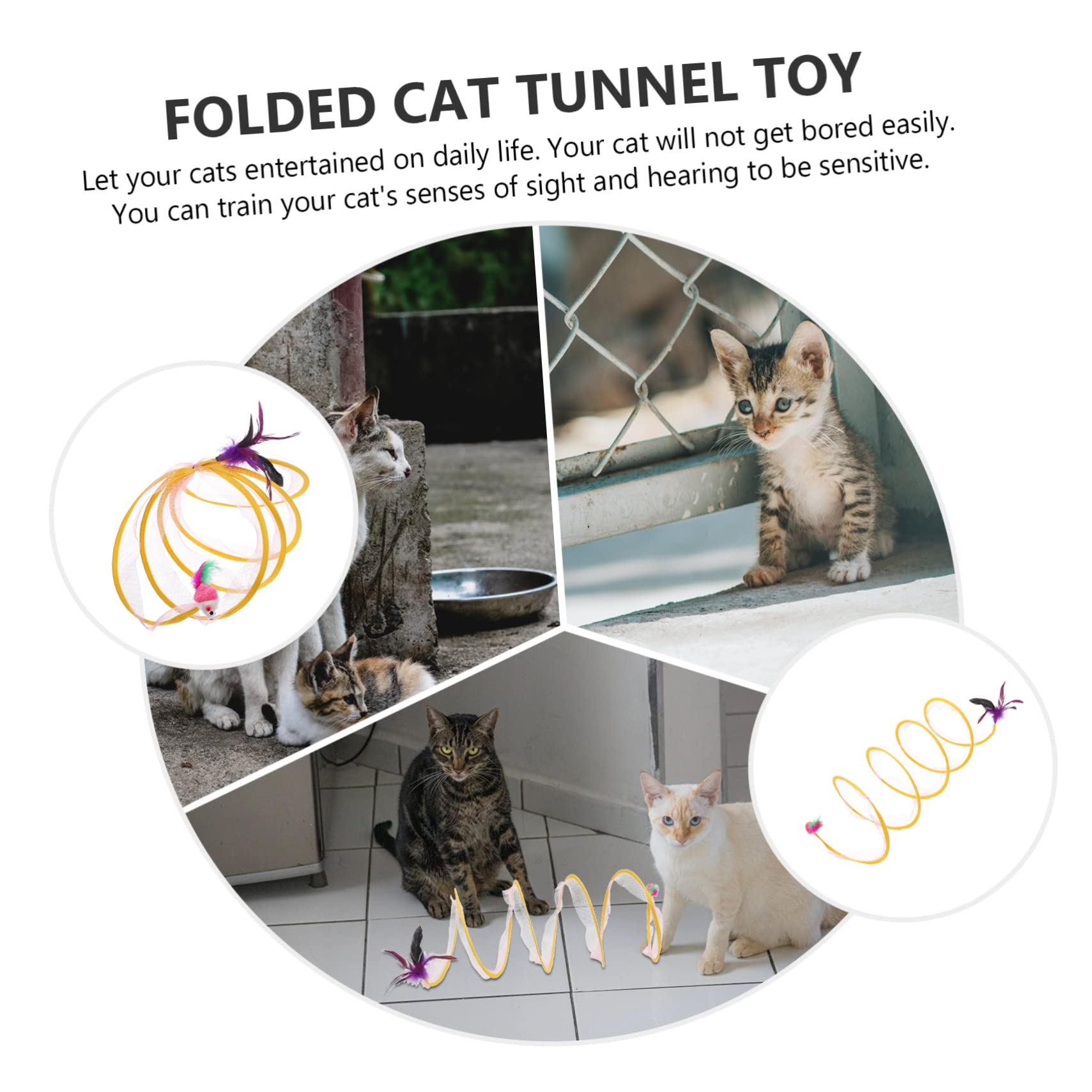 Happyyami 3stücke Faltbarer Katzentunnel Mit Spielzeug Interaktives Katzenspielzeug Mit Federn Und Mäusen Fördert Die Bewegung Und Neugier Ihrer Katze Für Kätzchen Und Erwachsene Katzen