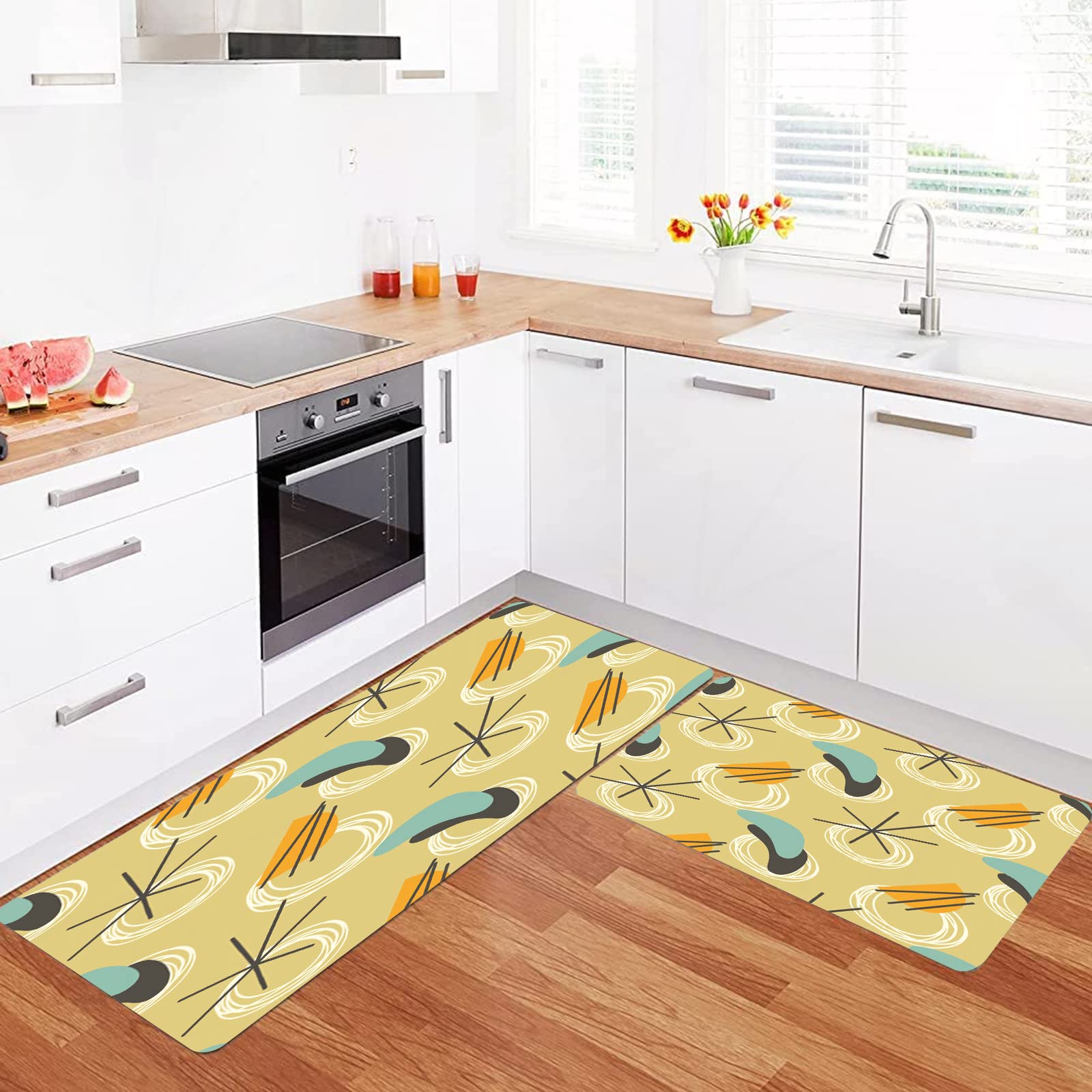 Halloween-Küchenteppich-Set – Zombie/Skelett-Design, 50x120 Cm & 50x70 Cm, Rutschfest, Gepolstert