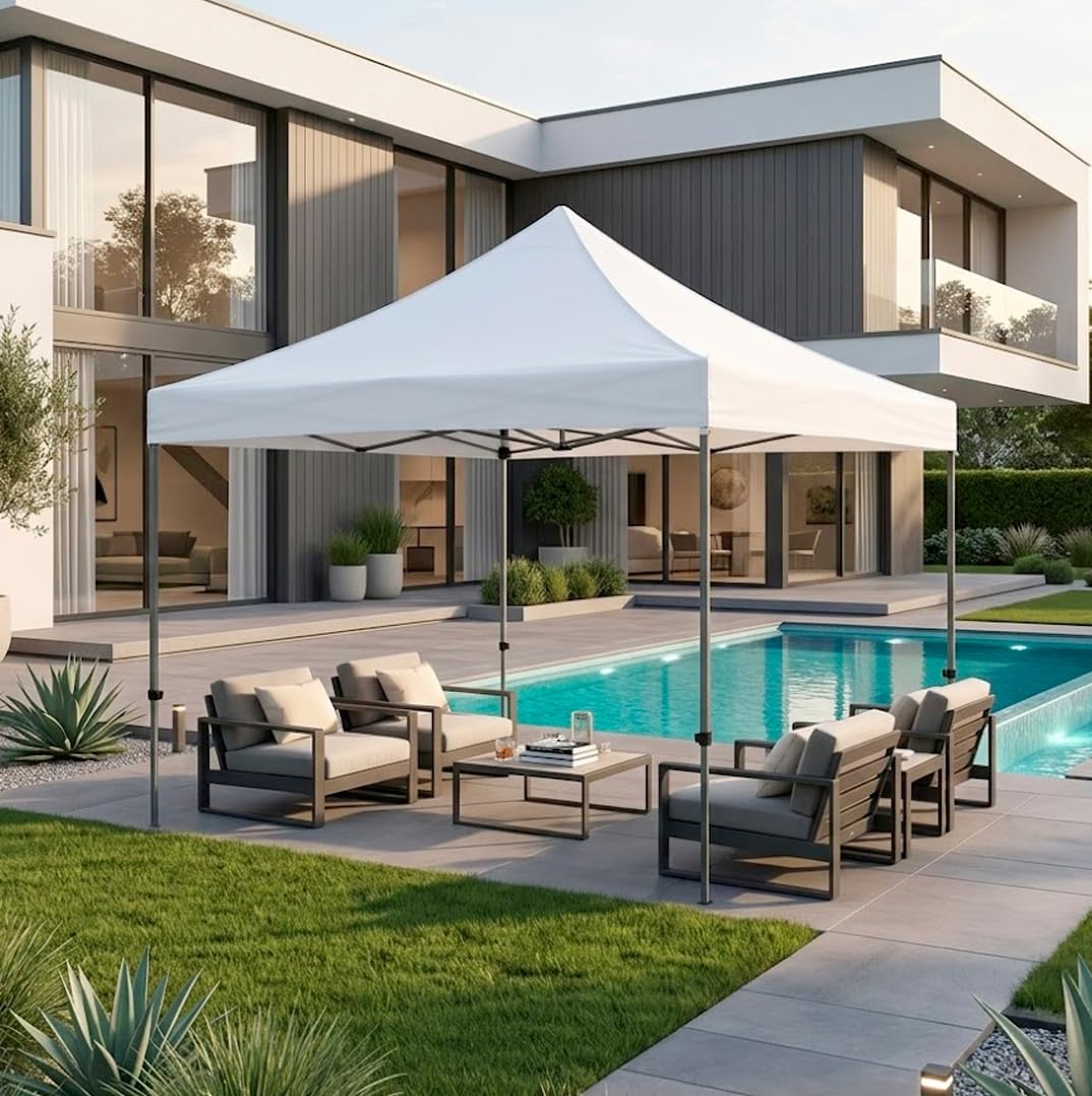 BRICOZONE Gazebo Professionale 3x3 Metri Pieghevole Impermeabile Struttura In Acciaio Rinforzata Telo Oxford 1200D PVC Protezione UV Sacche Zavorra Picchetti Corde E Borsa Custodia Giardino